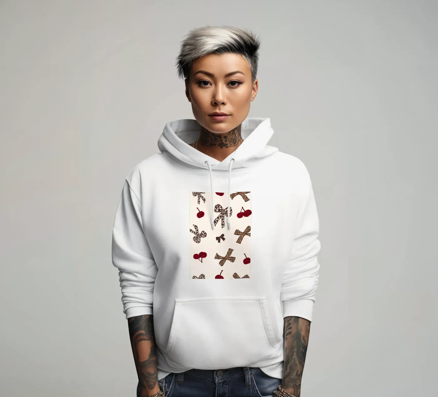 Leopard Cherry Pattern hoodie van gulsengunel