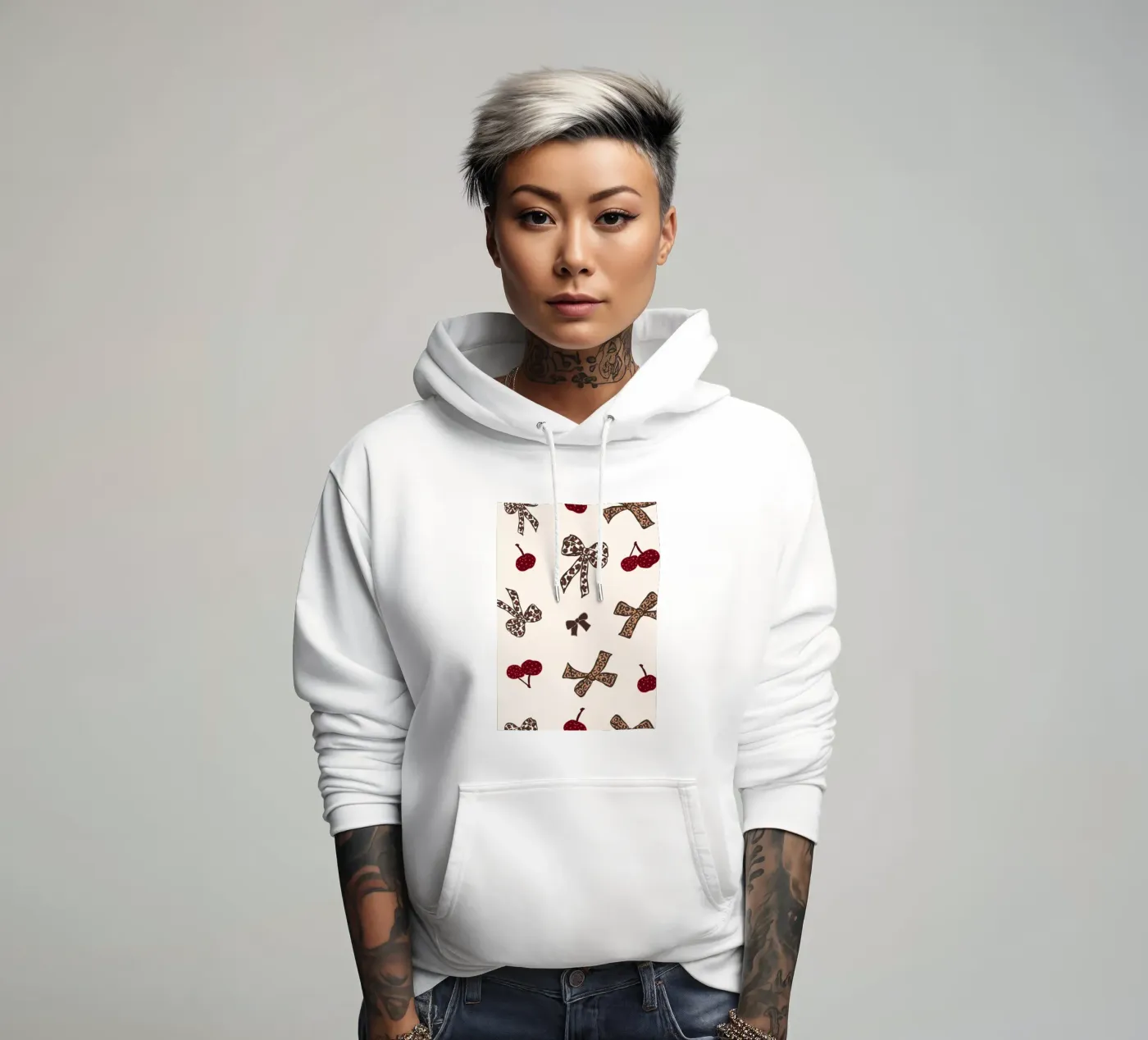 Leopard Cherry Pattern hoodie van gulsengunel