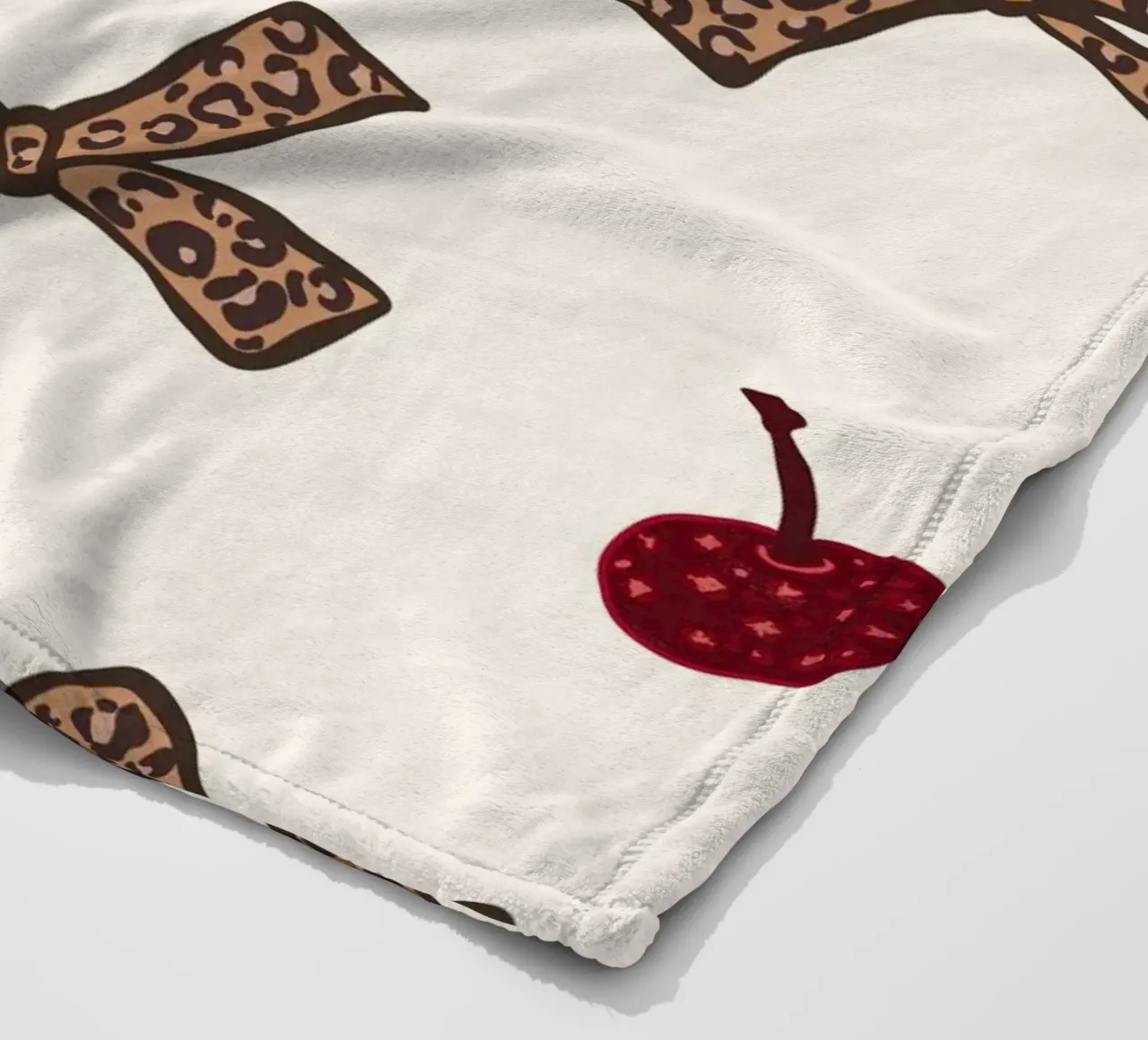 Leopard Cherry Pattern fleece blanket by gulsengunel
