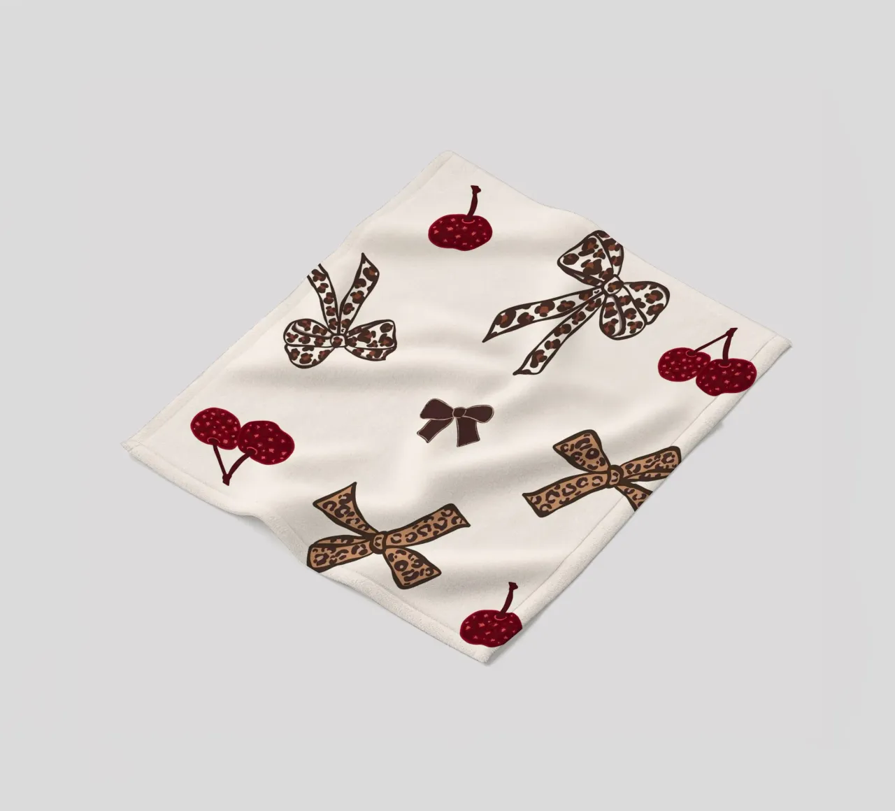 Leopard Cherry Pattern fleece blanket by gulsengunel