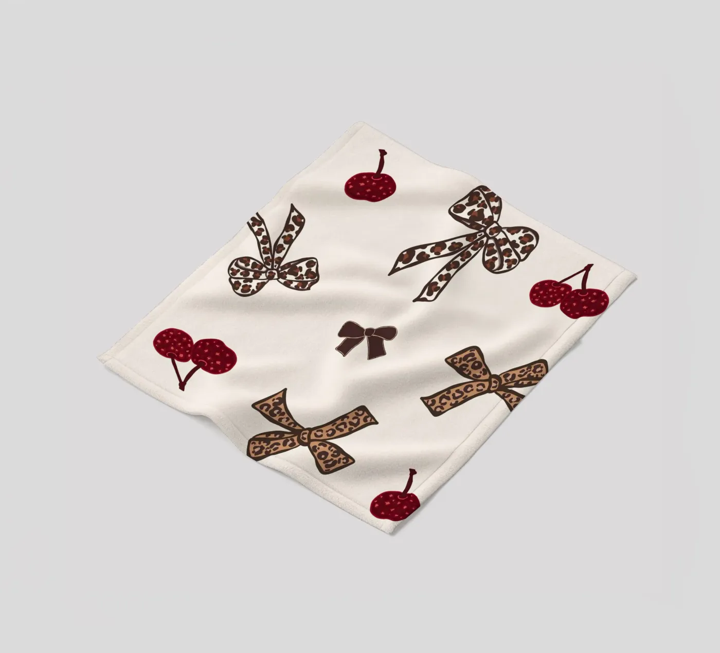 Leopard Cherry Pattern Fleecedecke von gulsengunel