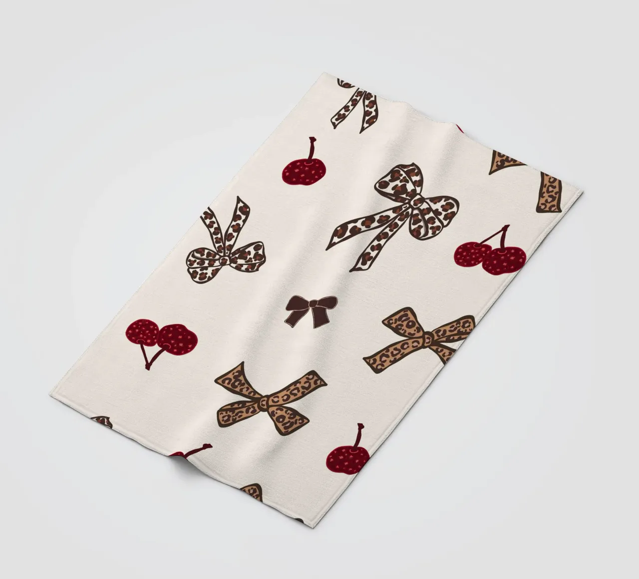 Leopard Cherry Pattern fleece blanket by gulsengunel