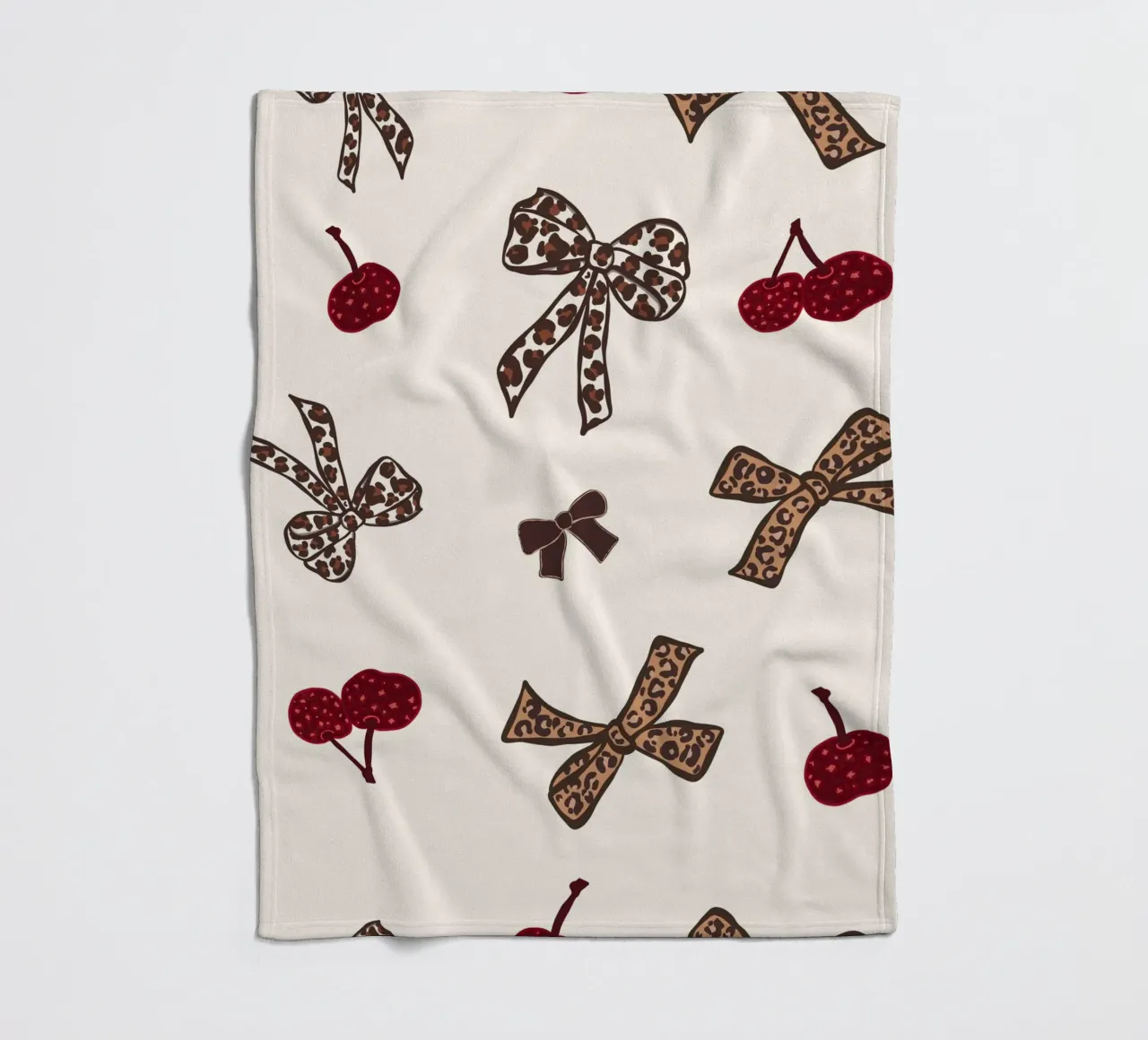 Leopard Cherry Pattern fleece blanket by gulsengunel