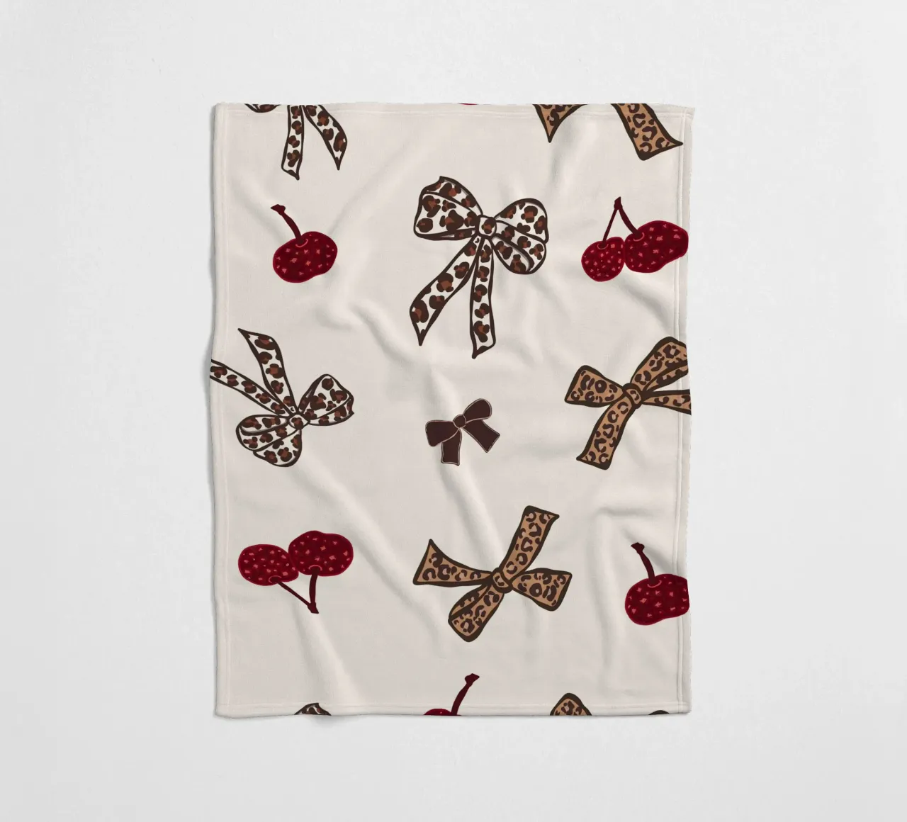 Leopard Cherry Pattern fleece blanket by gulsengunel