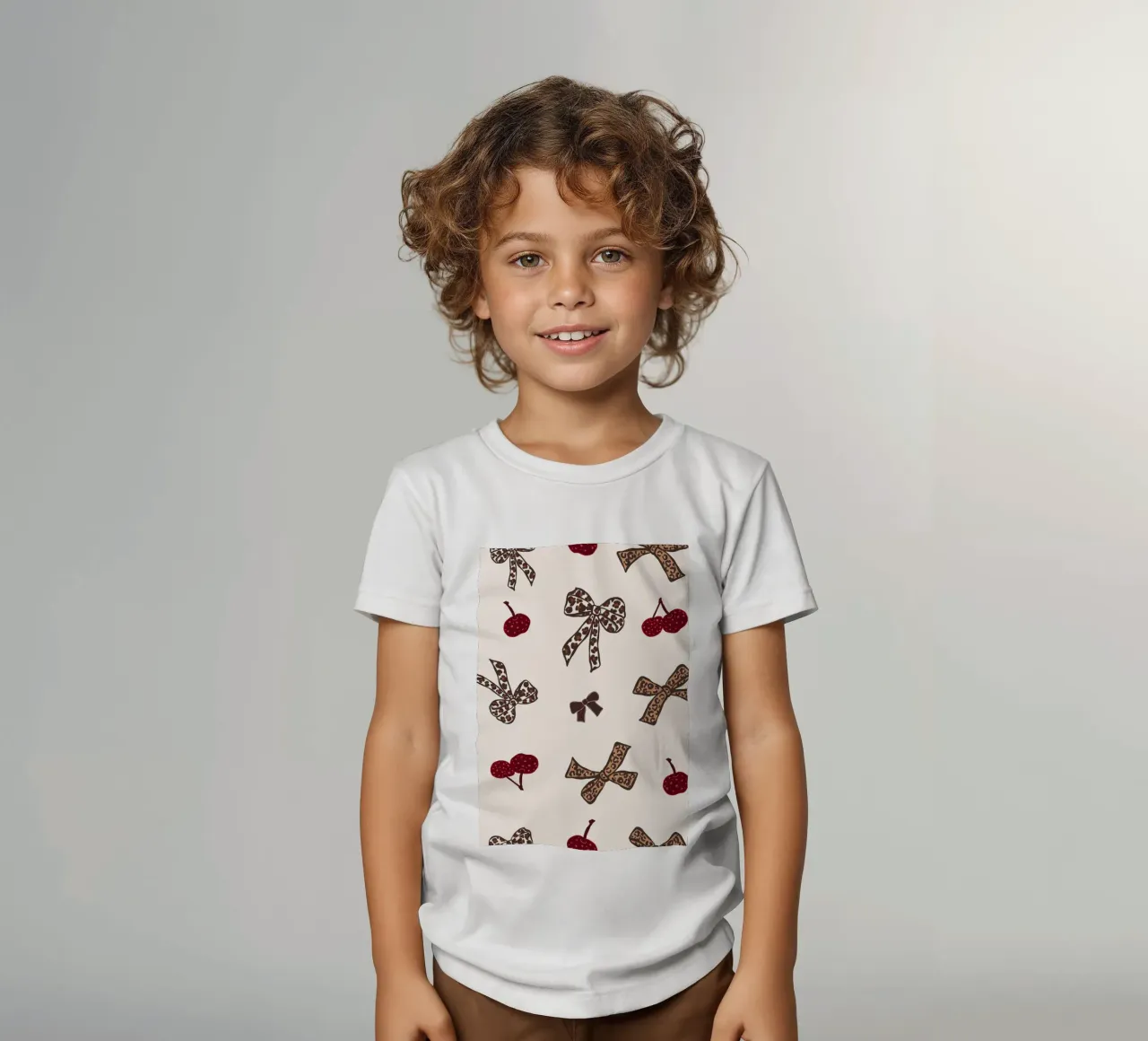 Leopard Cherry Pattern kids t-shirt by gulsengunel
