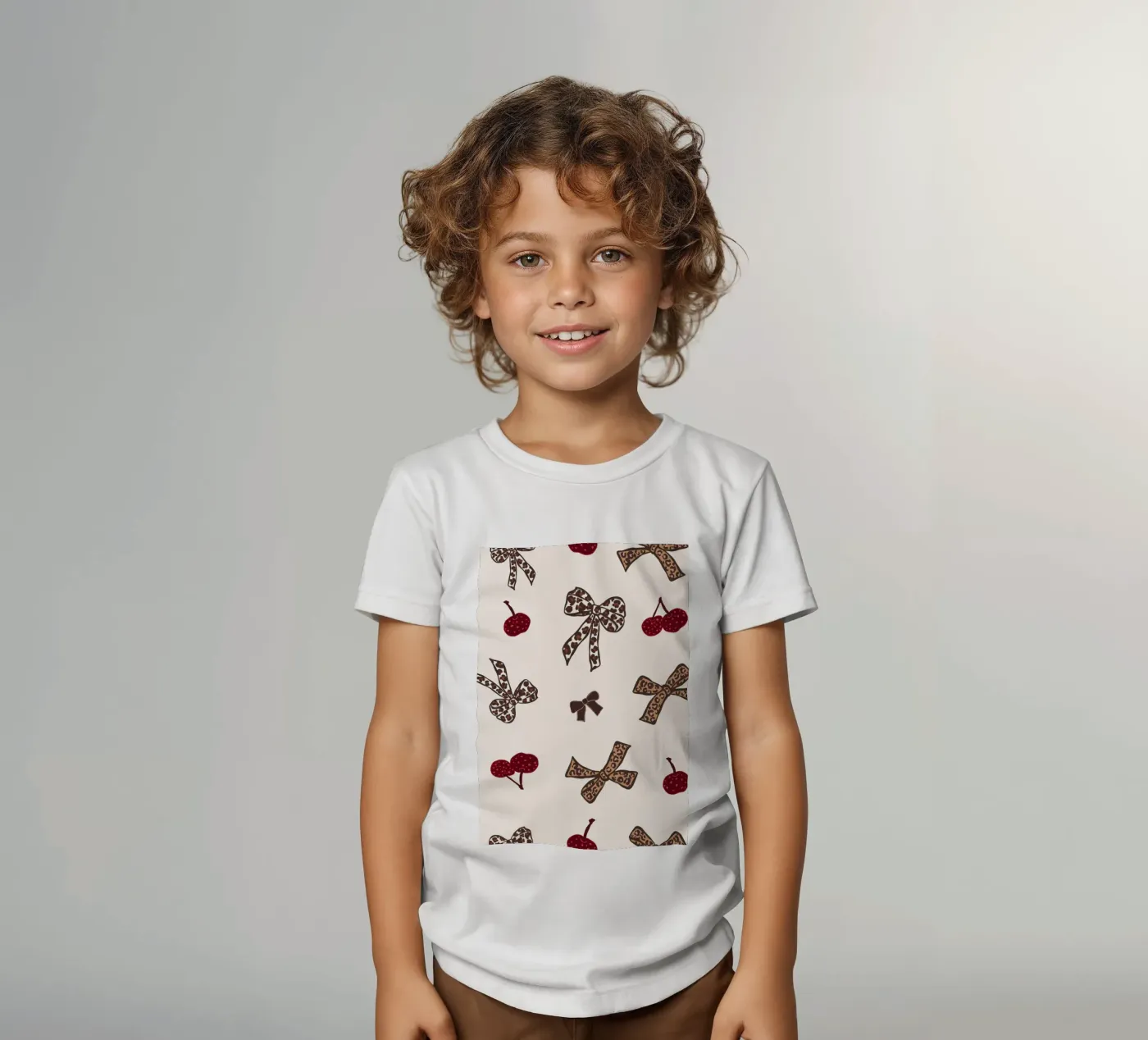 Leopard Cherry Pattern kinder t-shirt van gulsengunel