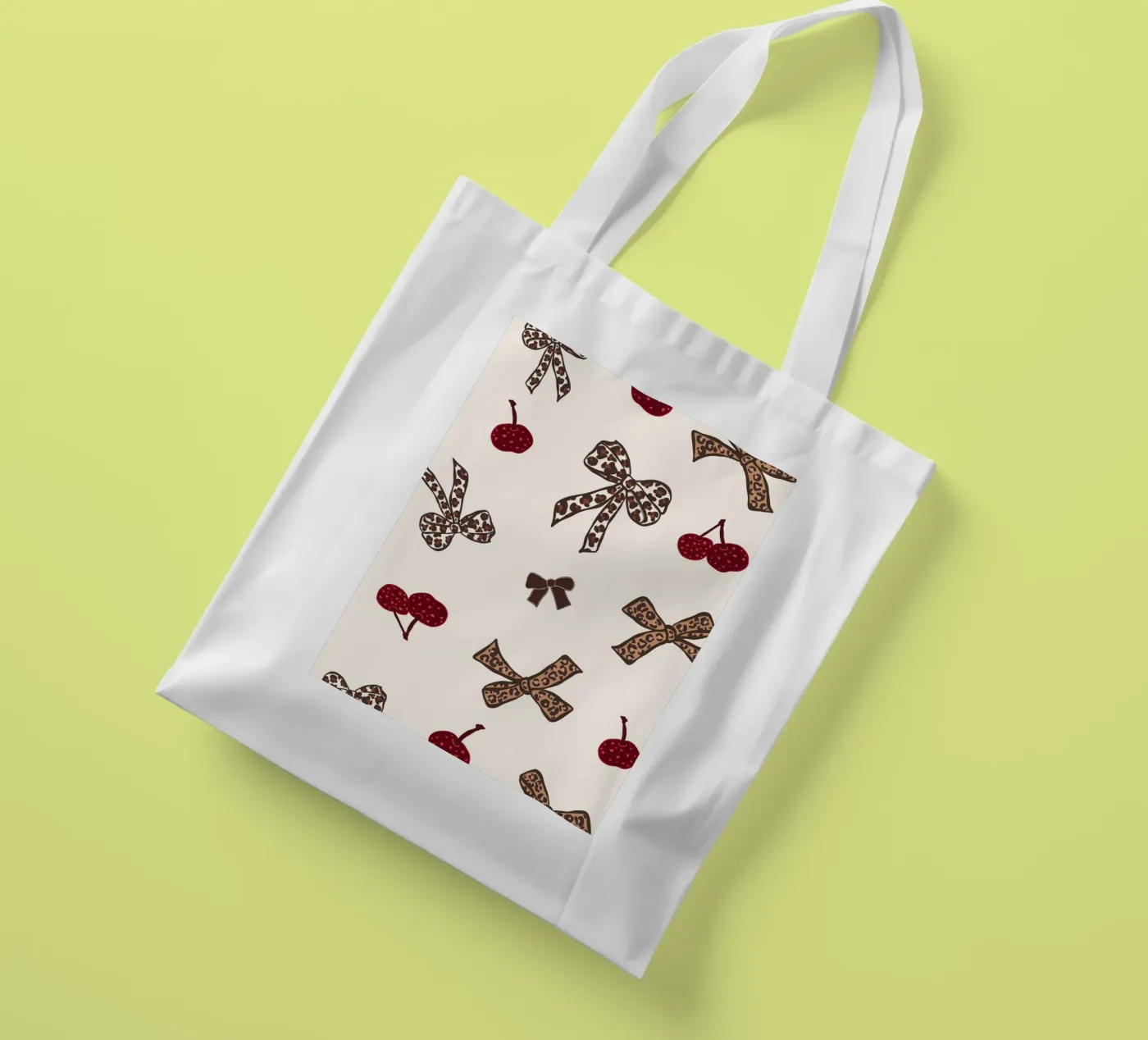 Leopard Cherry Pattern tote bag by gulsengunel