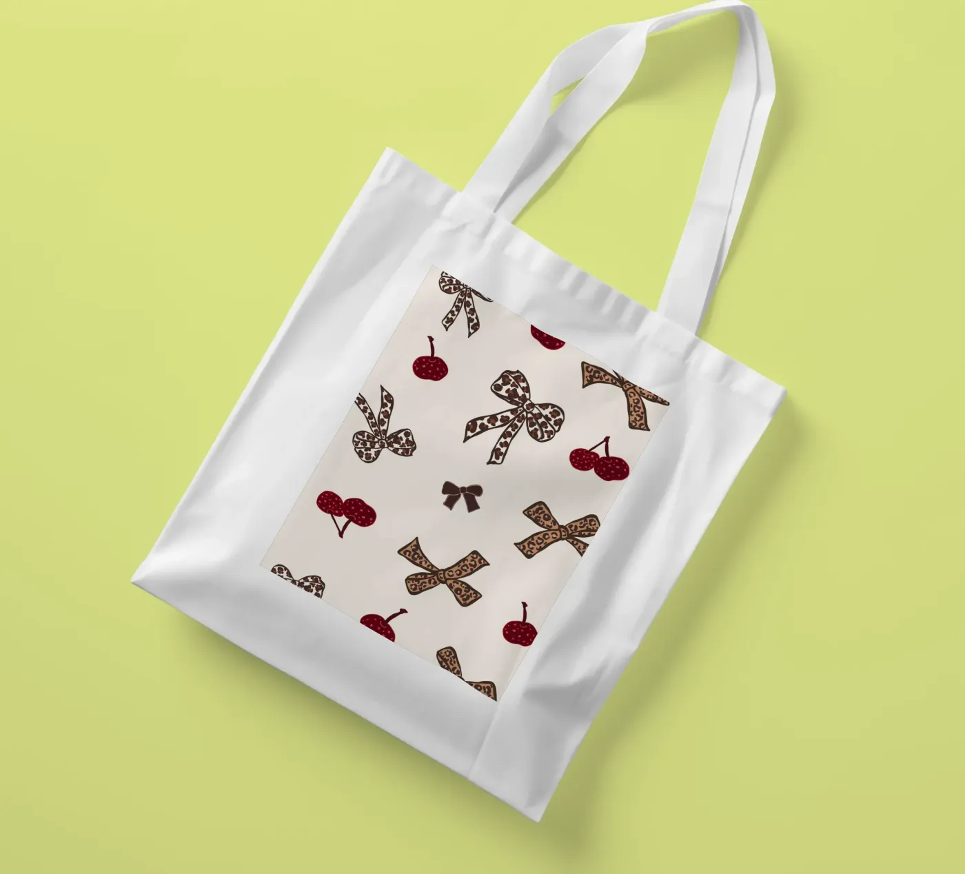 Leopard Cherry Pattern tote bag by gulsengunel