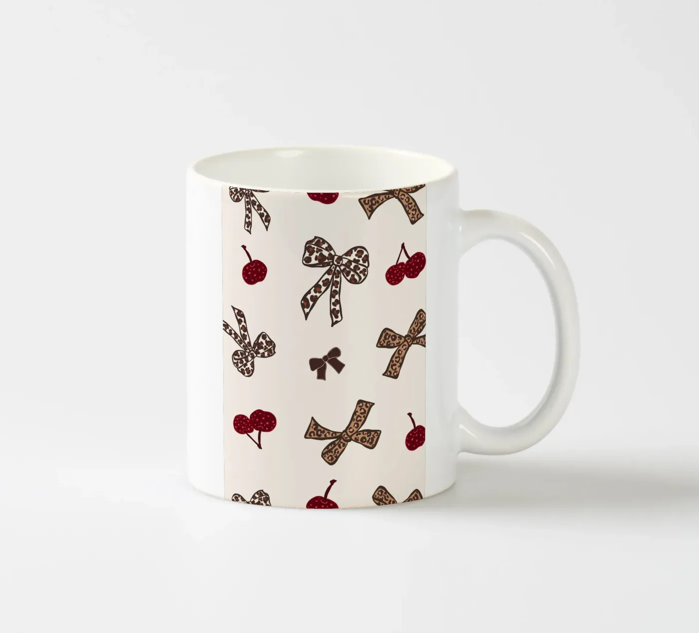 Leopard Cherry Pattern ceramic mug by gulsengunel