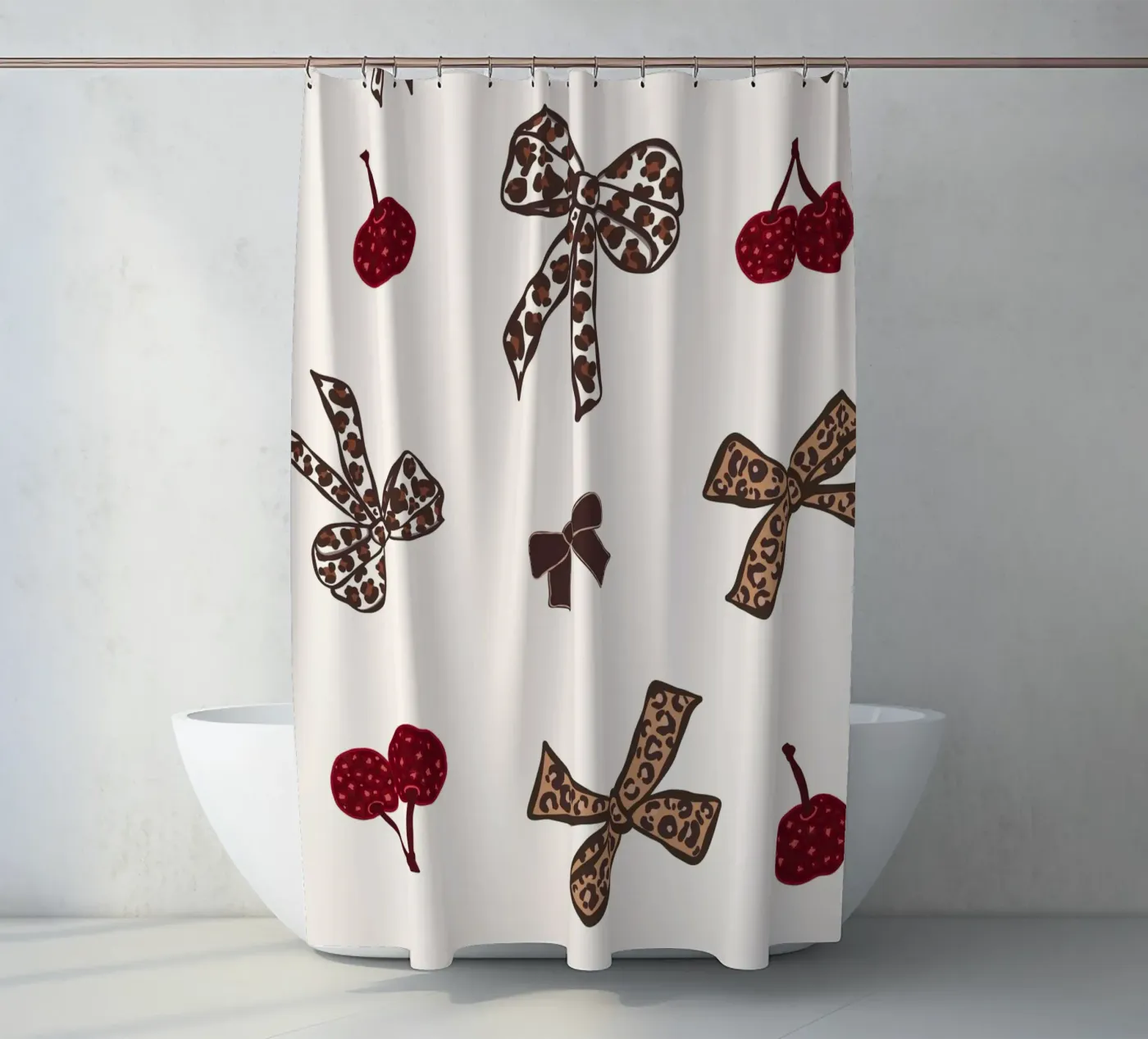 Motif léopard cerise rideau de douche de gulsengunel