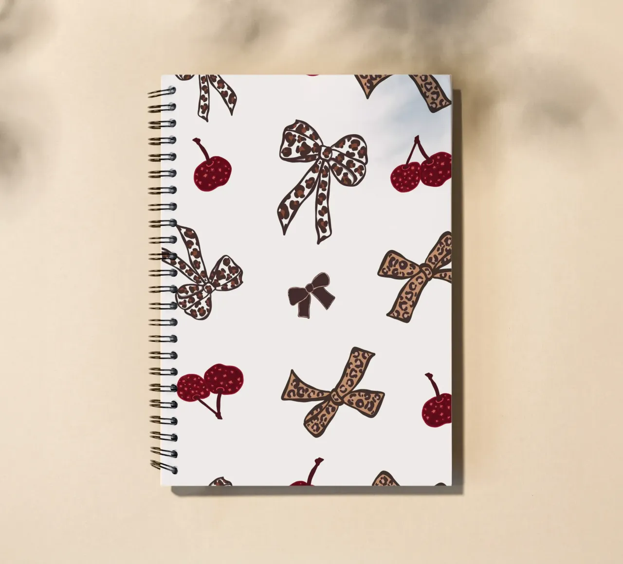 Leopard Cherry Pattern spiral notebook by gulsengunel