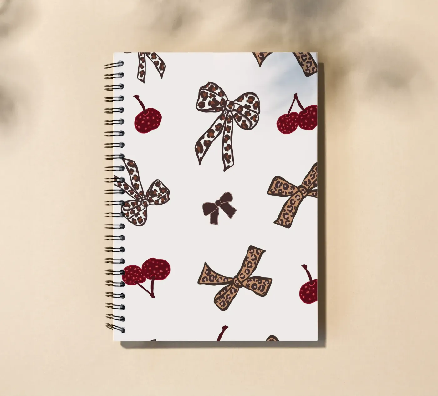 Leopard Cherry Pattern spiral notebook by gulsengunel