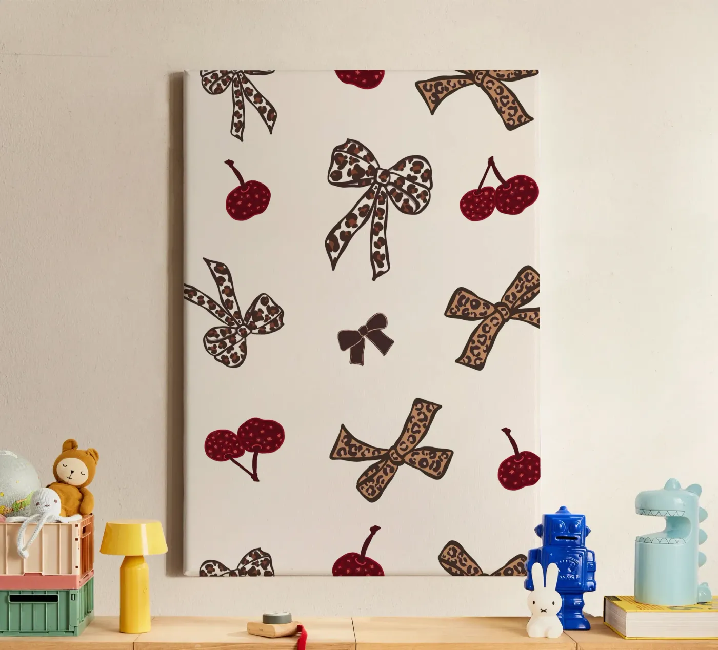 Leopard Cherry Pattern canvas by gulsengunel