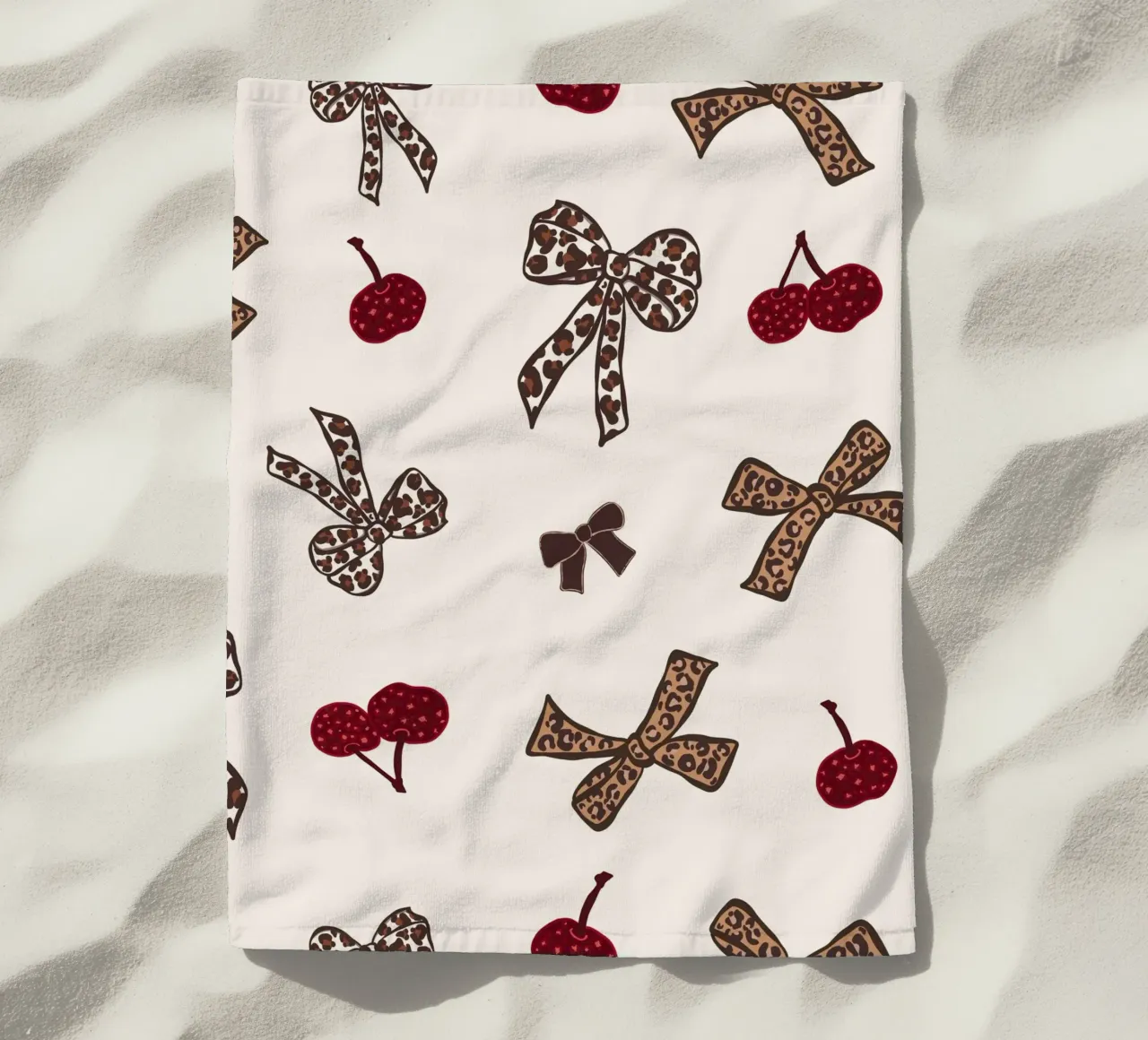 Leopard Cherry Pattern beach towel by gulsengunel
