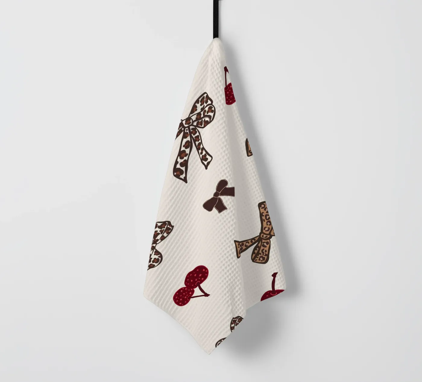Leopard Cherry Pattern tea towel by gulsengunel