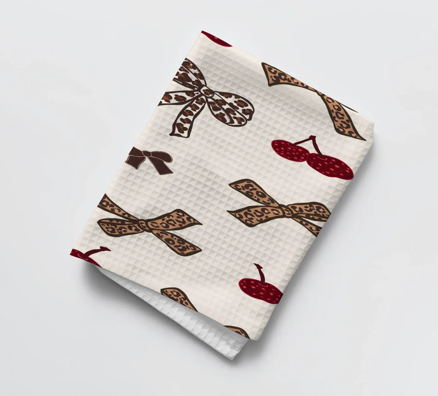 Leopard Cherry Pattern tea towel by gulsengunel