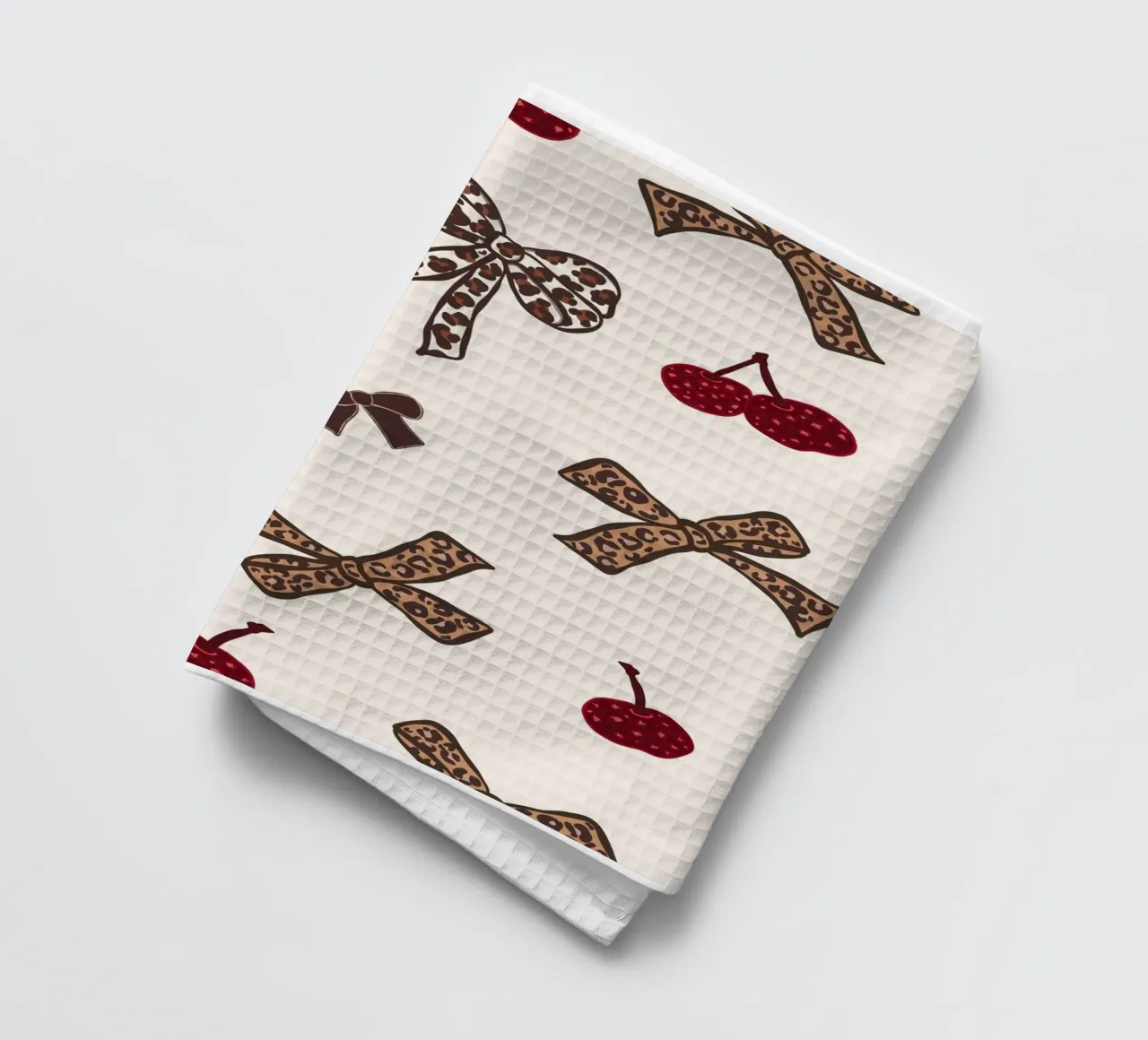 Leopard Cherry Pattern tea towel by gulsengunel