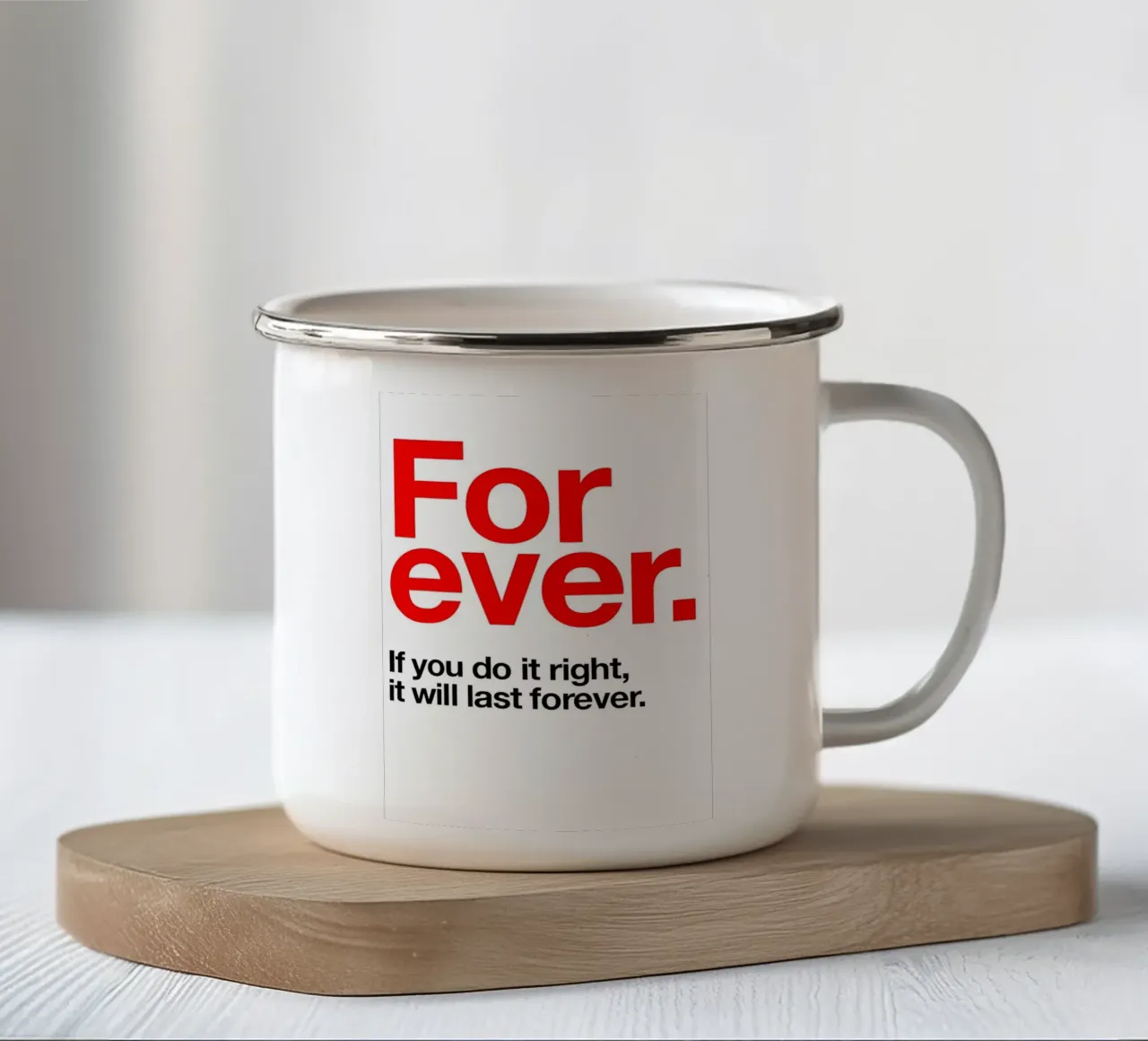 For ever tazza in smalto da Type & Tape