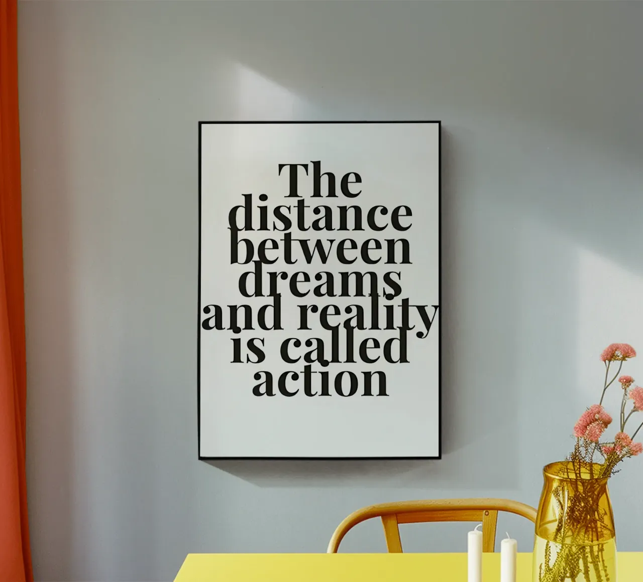 The distance between dreams and reality called action plexiglass da Type & Tape