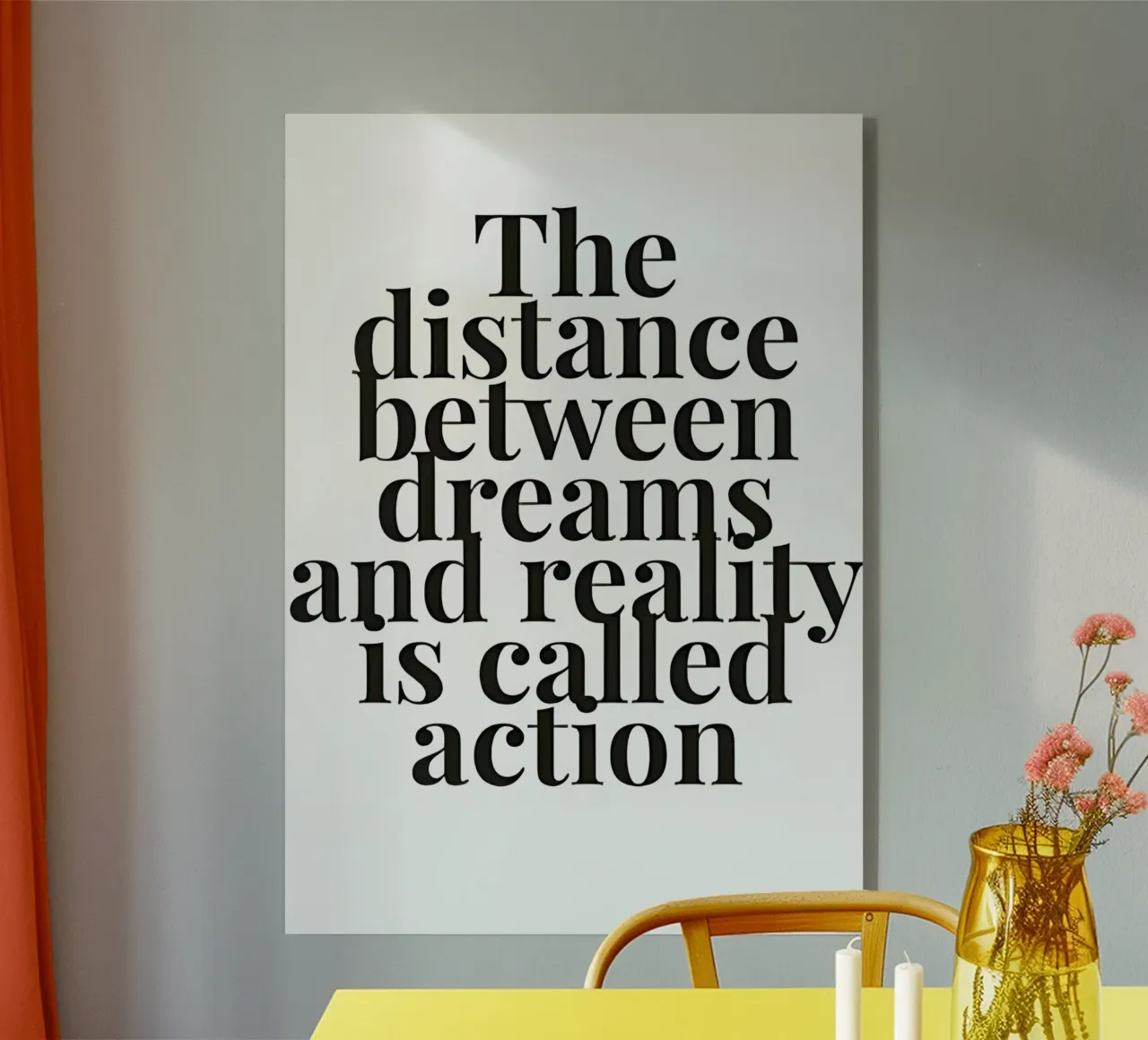 The distance between dreams and reality called action plexiglass da Type & Tape