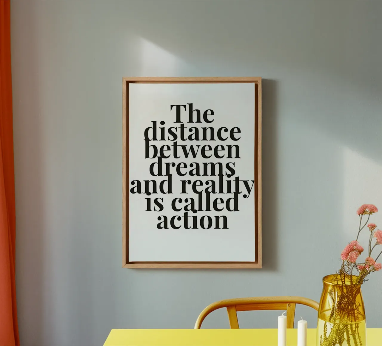 The distance between dreams and reality called action tela con Cornice a cassetta da Type & Tape