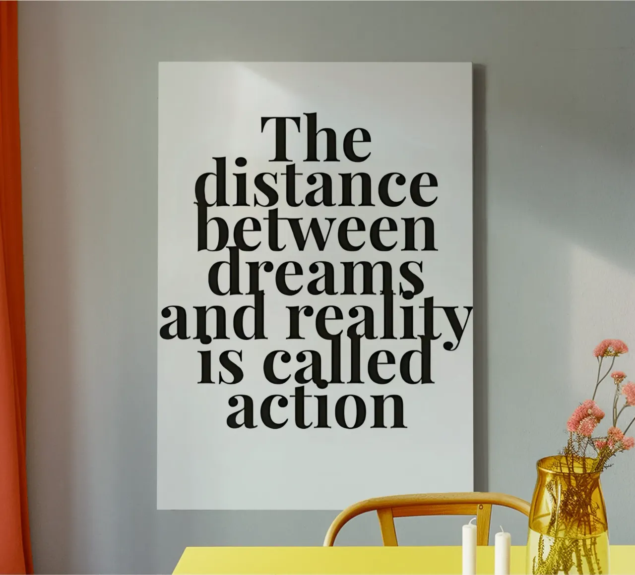 The distance between dreams and reality called action tela con Cornice a cassetta da Type & Tape