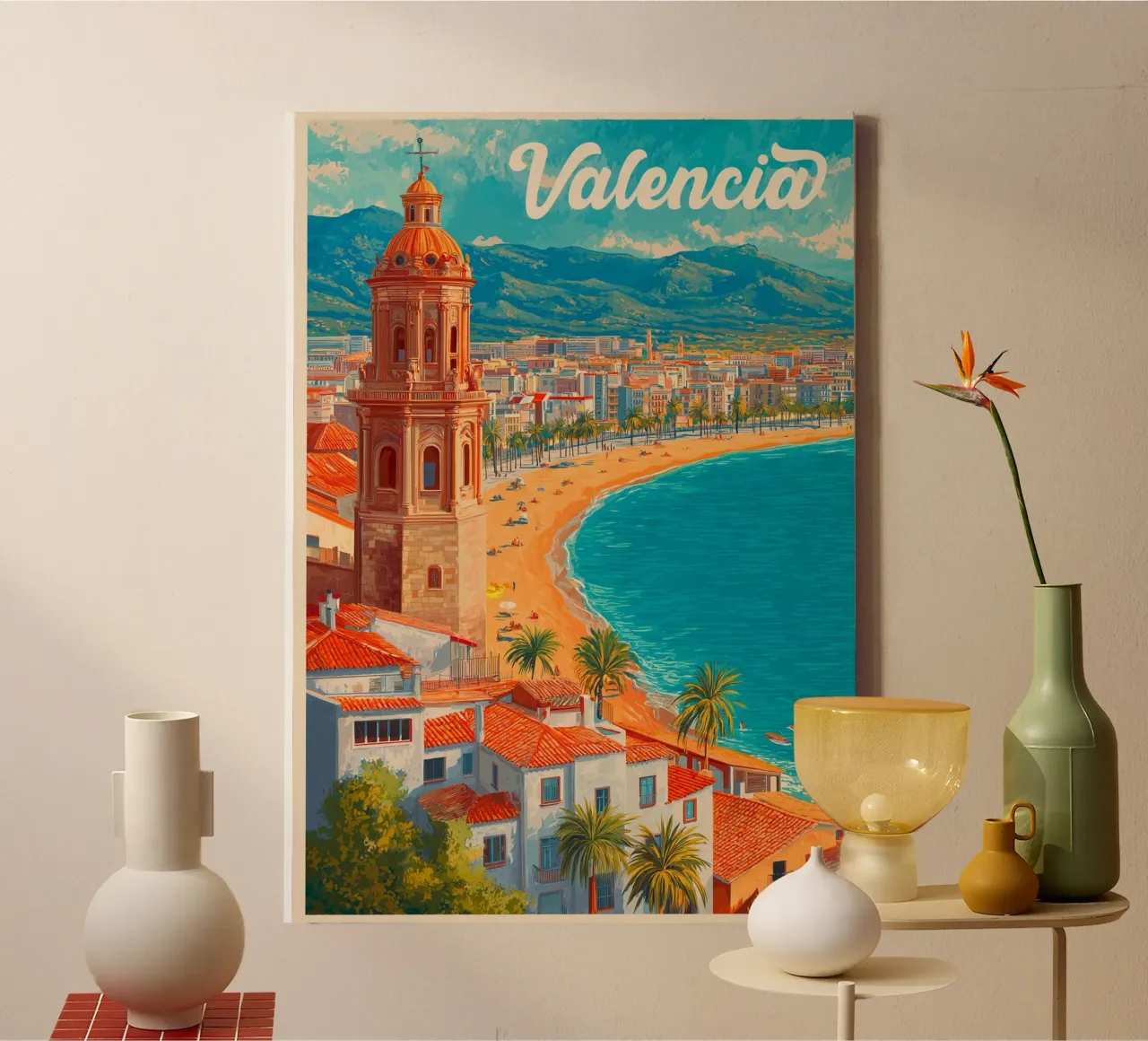 Bezoek Valencia Spanje canvas met Baklijst van Fleur de Lys