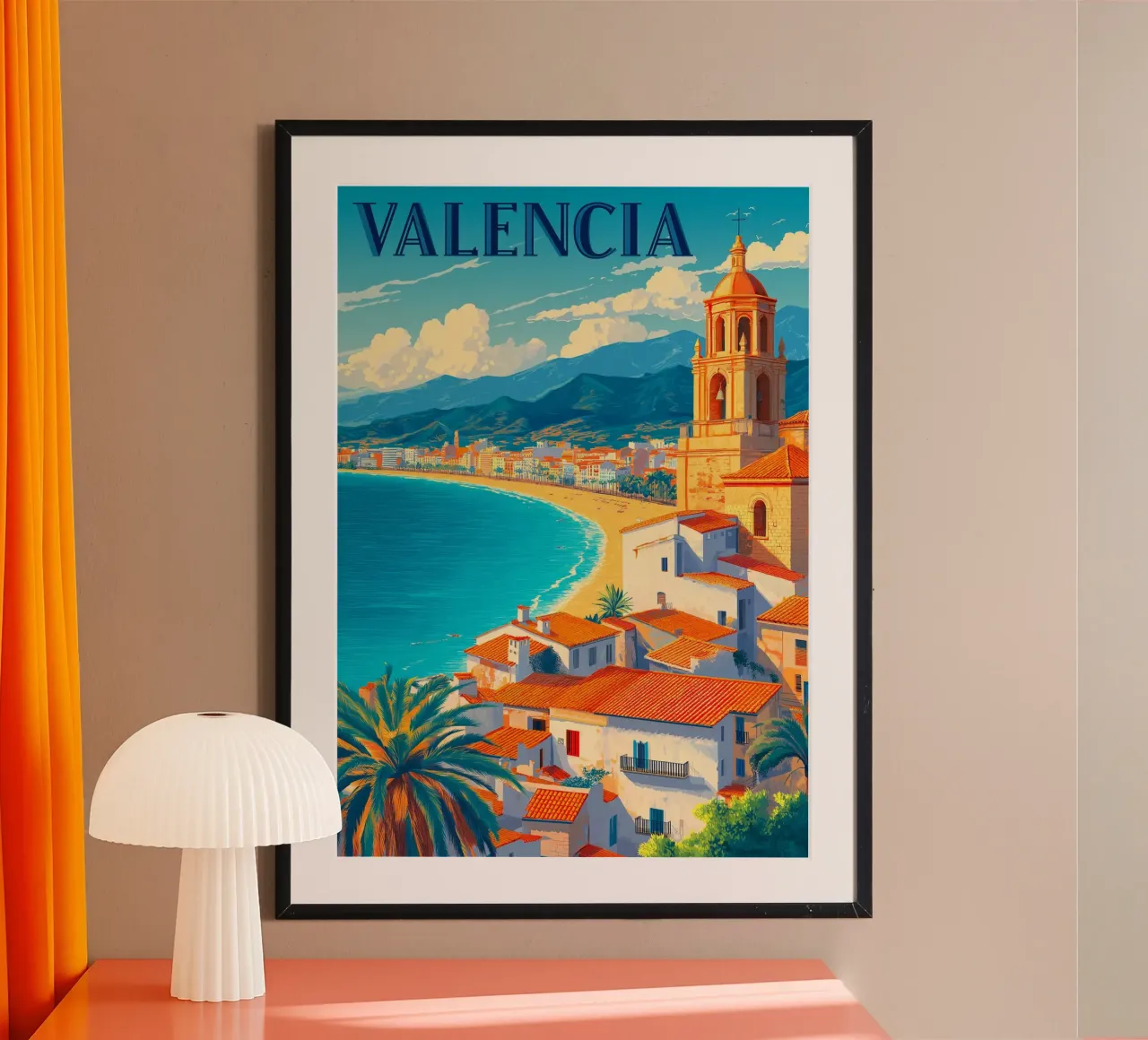 Viaggio a Valencia Spagna poster con telaio in legno da Fleur de Lys