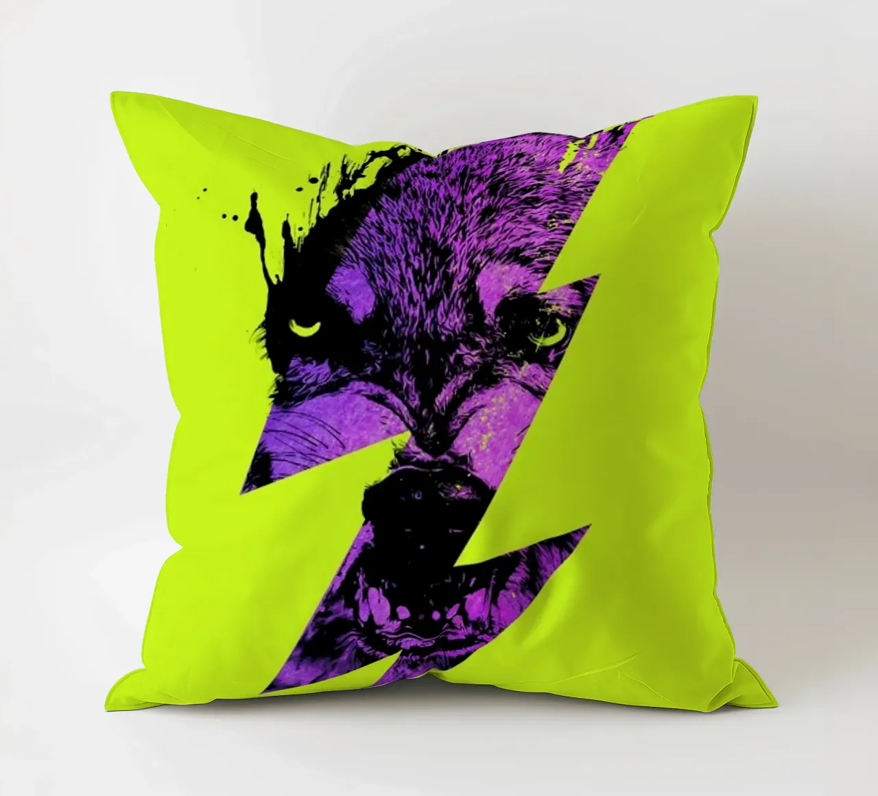 Thunderwolf decorative cushion by Róbert Farkas