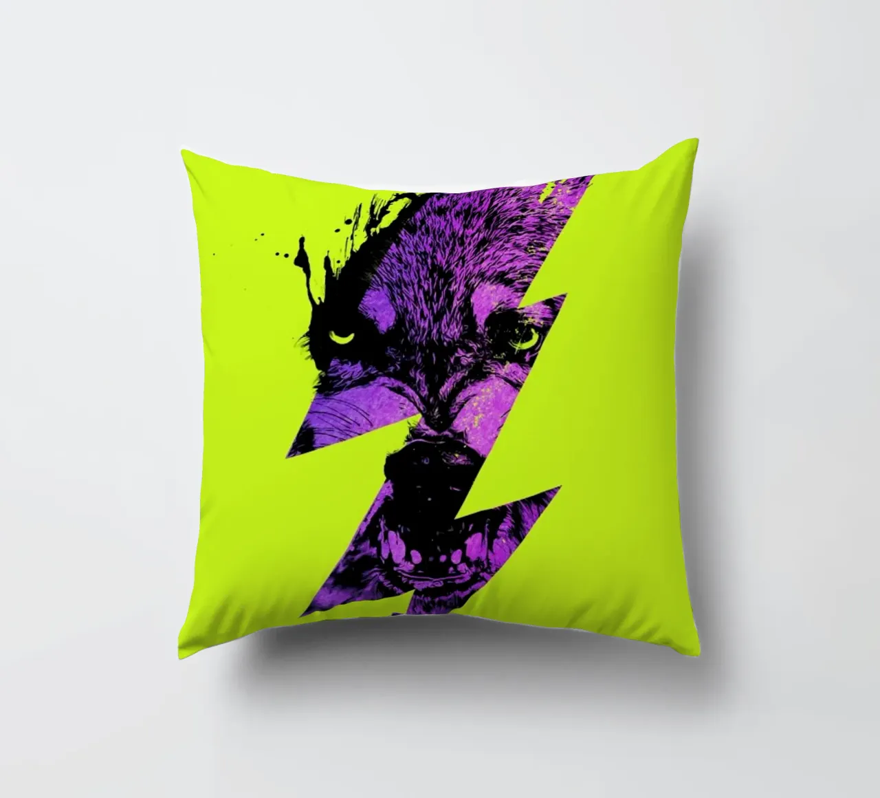 Thunderwolf decorative cushion by Róbert Farkas
