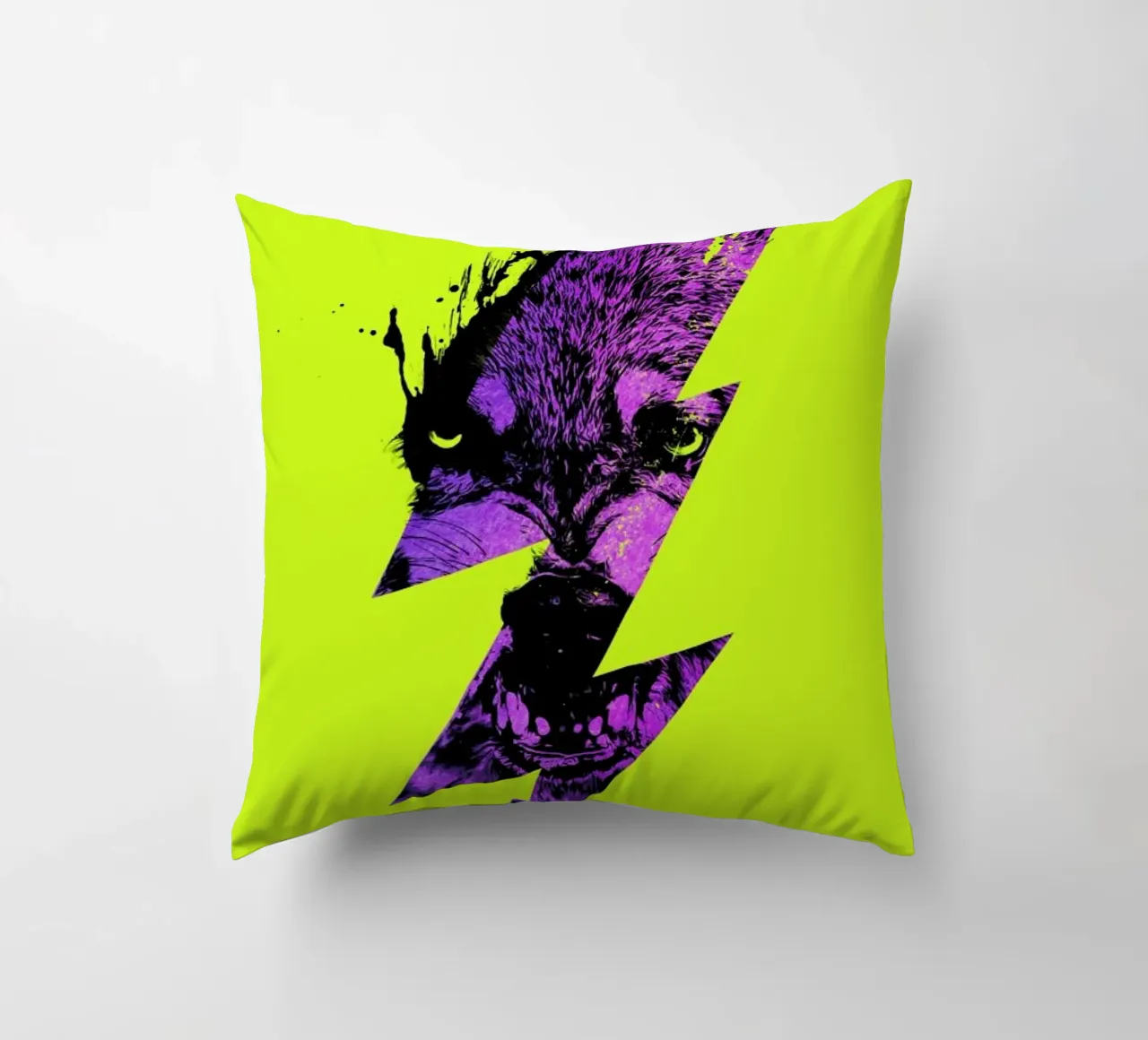 Thunderwolf decorative cushion by Róbert Farkas