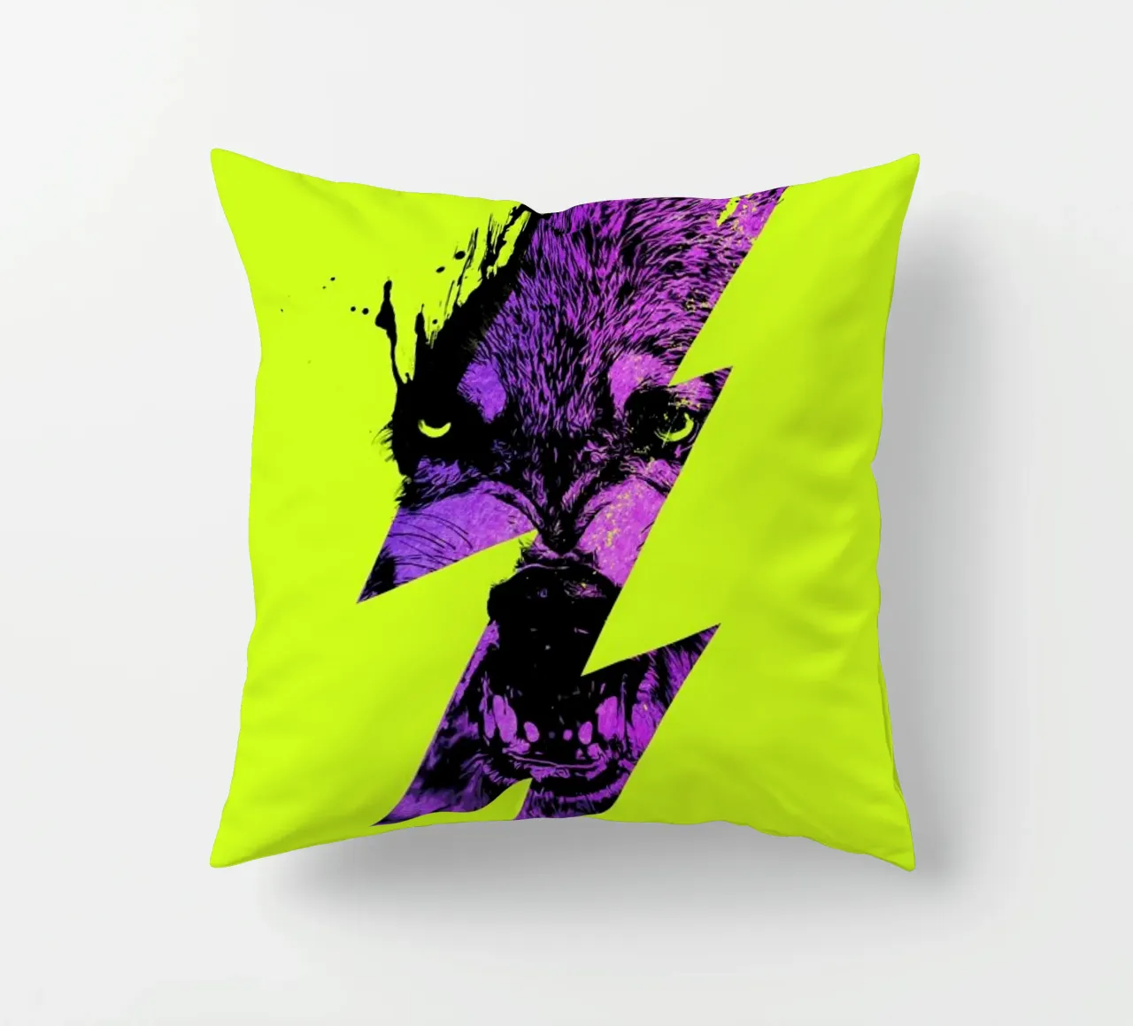 Thunderwolf decorative cushion by Róbert Farkas