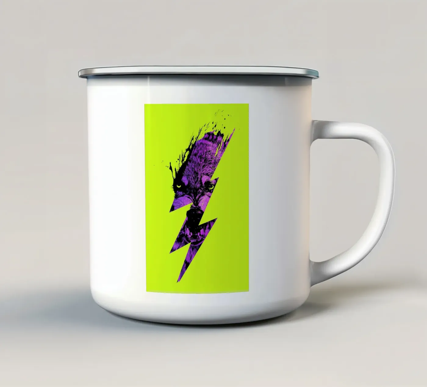 Thunderwolf enamel mug by Róbert Farkas