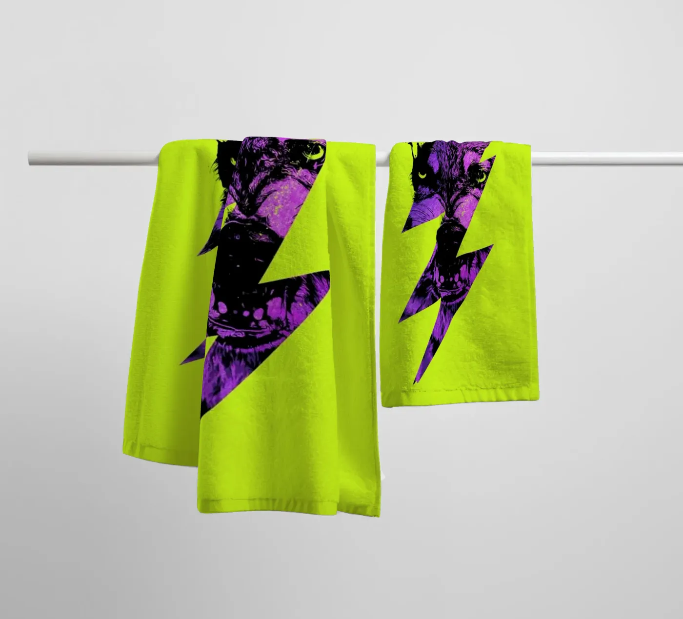 Thunderwolf towel by Róbert Farkas