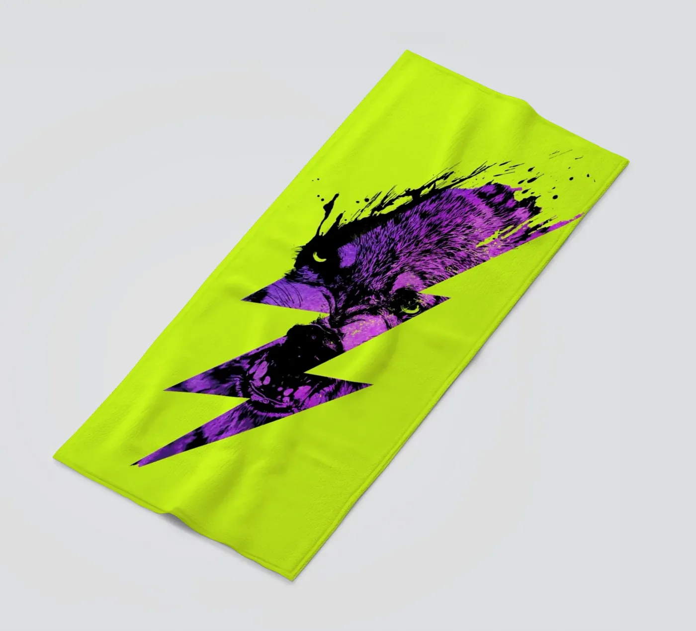 Thunderwolf beach towel by Róbert Farkas