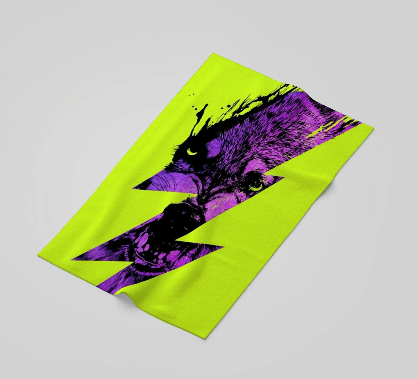 Thunderwolf beach towel by Róbert Farkas