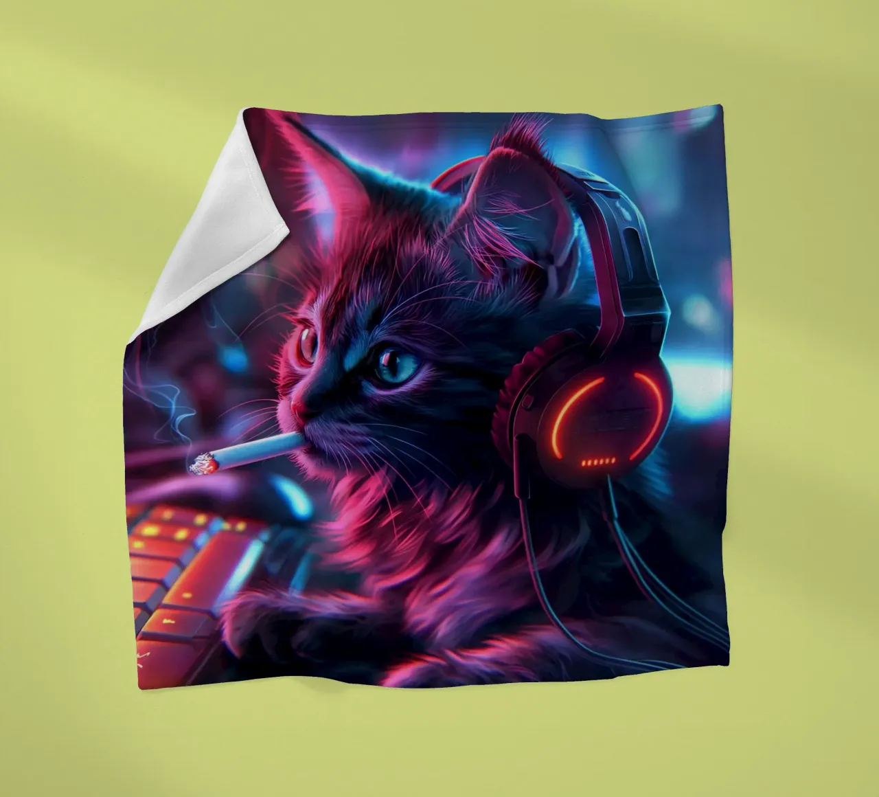 Gatto giocatore cibernetico coperta in pile da Fleur de Lys