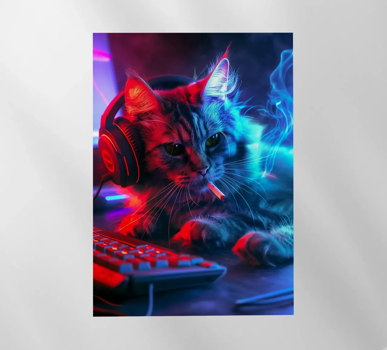 Gatto neon gamer pellicola backlit da Fleur de Lys
