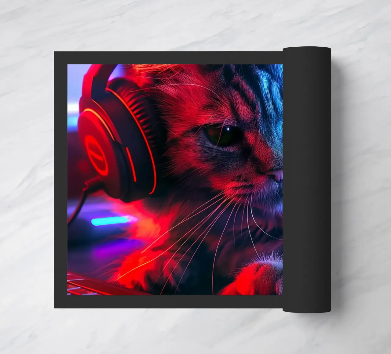 Gatto neon gamer zerbino da Fleur de Lys