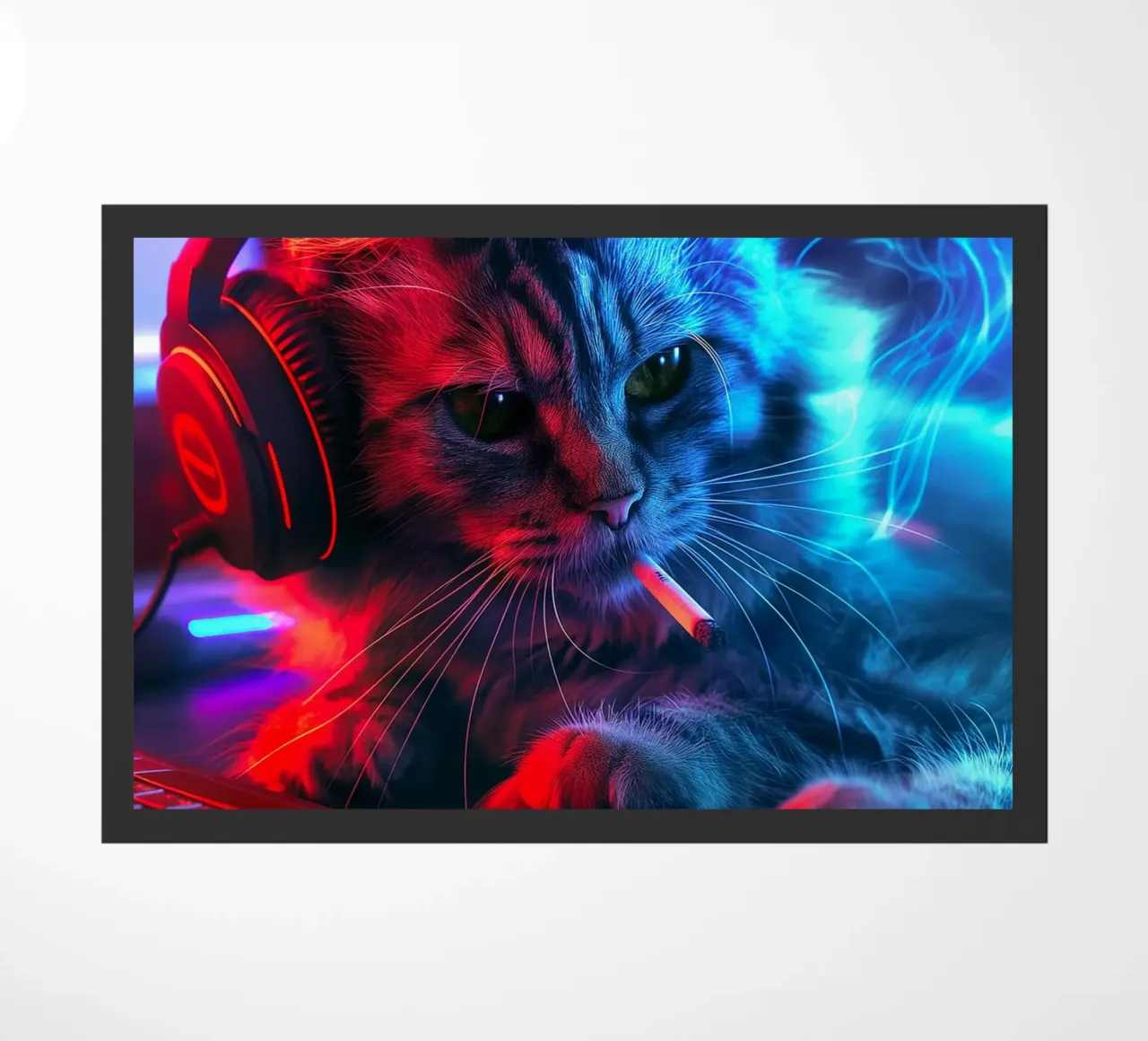 Gatto neon gamer zerbino da Fleur de Lys