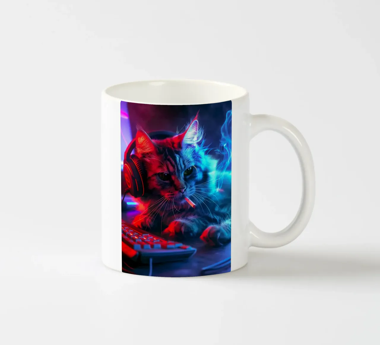 Gatto neon gamer tazza in ceramica da Fleur de Lys