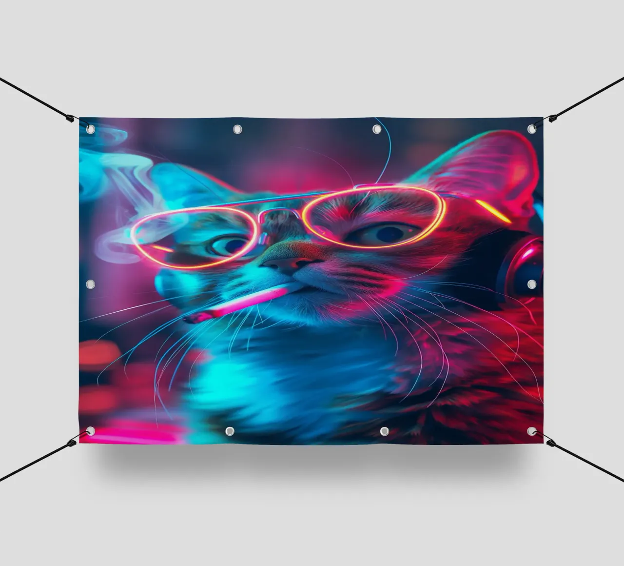 Gatto neon gamer telo in pvc da Fleur de Lys