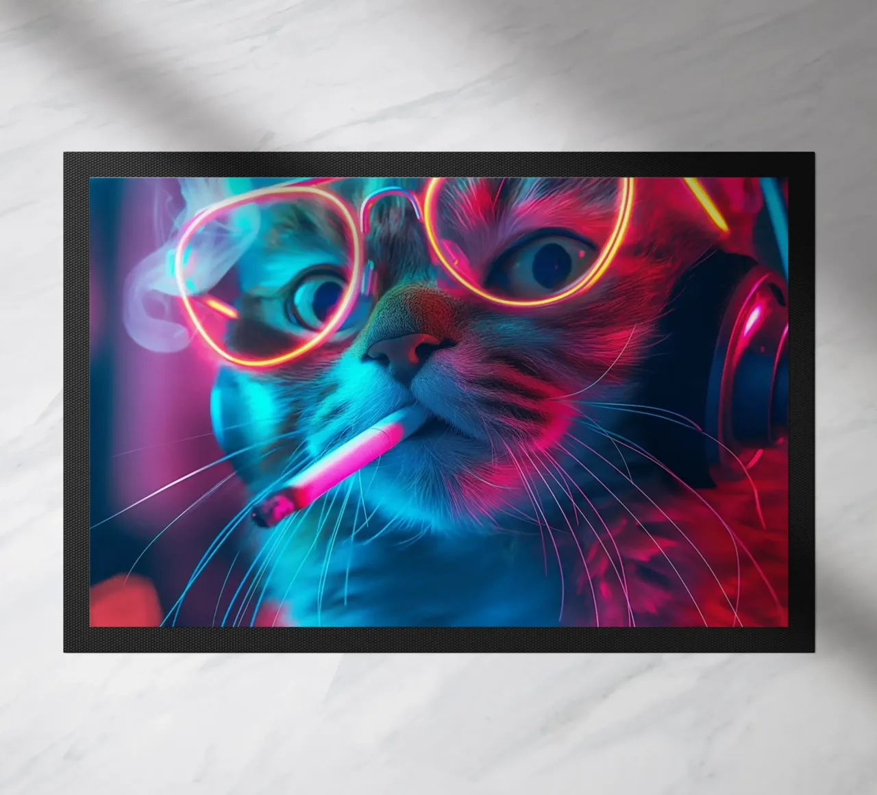 Gatto neon gamer zerbino da Fleur de Lys