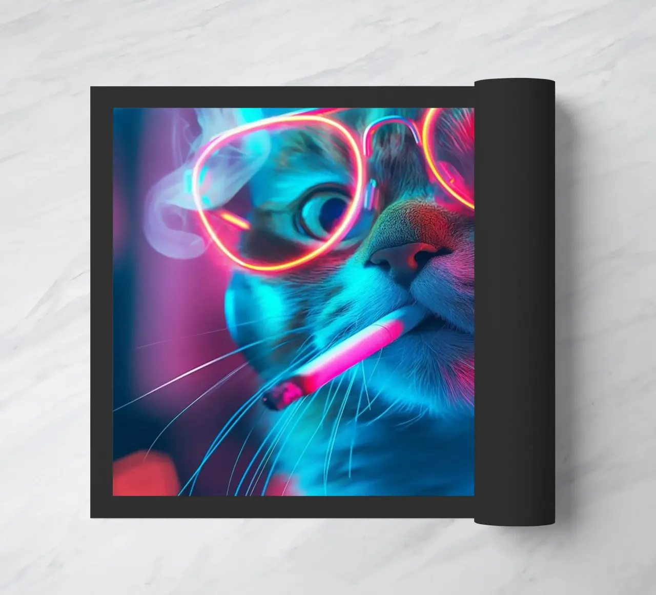 Gatto neon gamer zerbino da Fleur de Lys