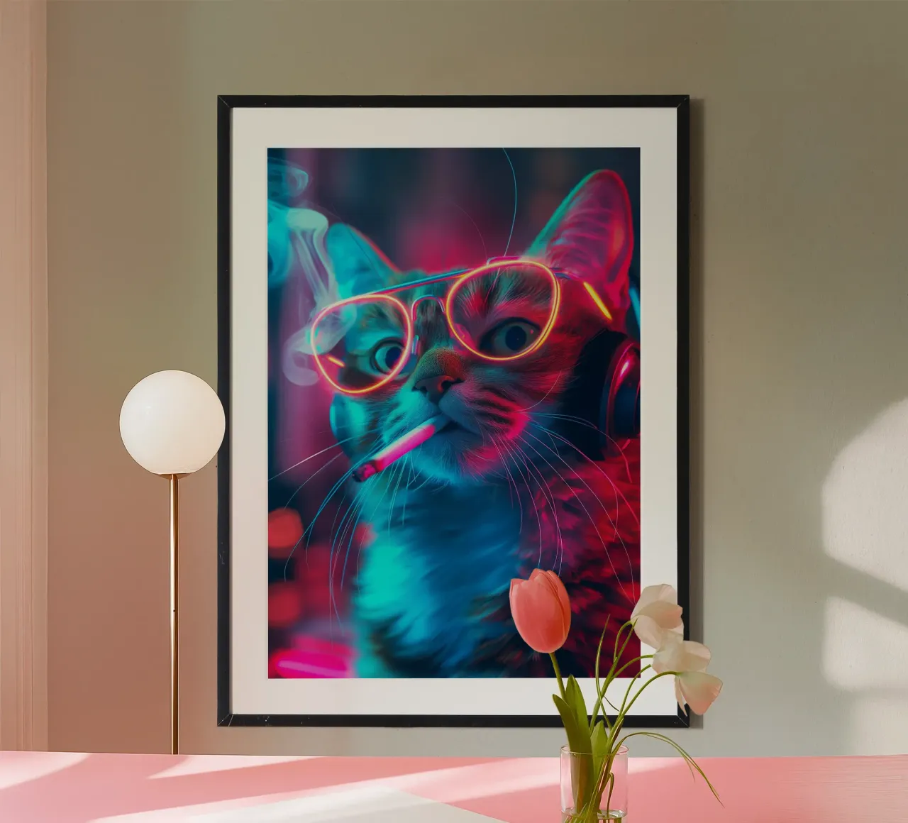 Gatto neon gamer poster da Fleur de Lys