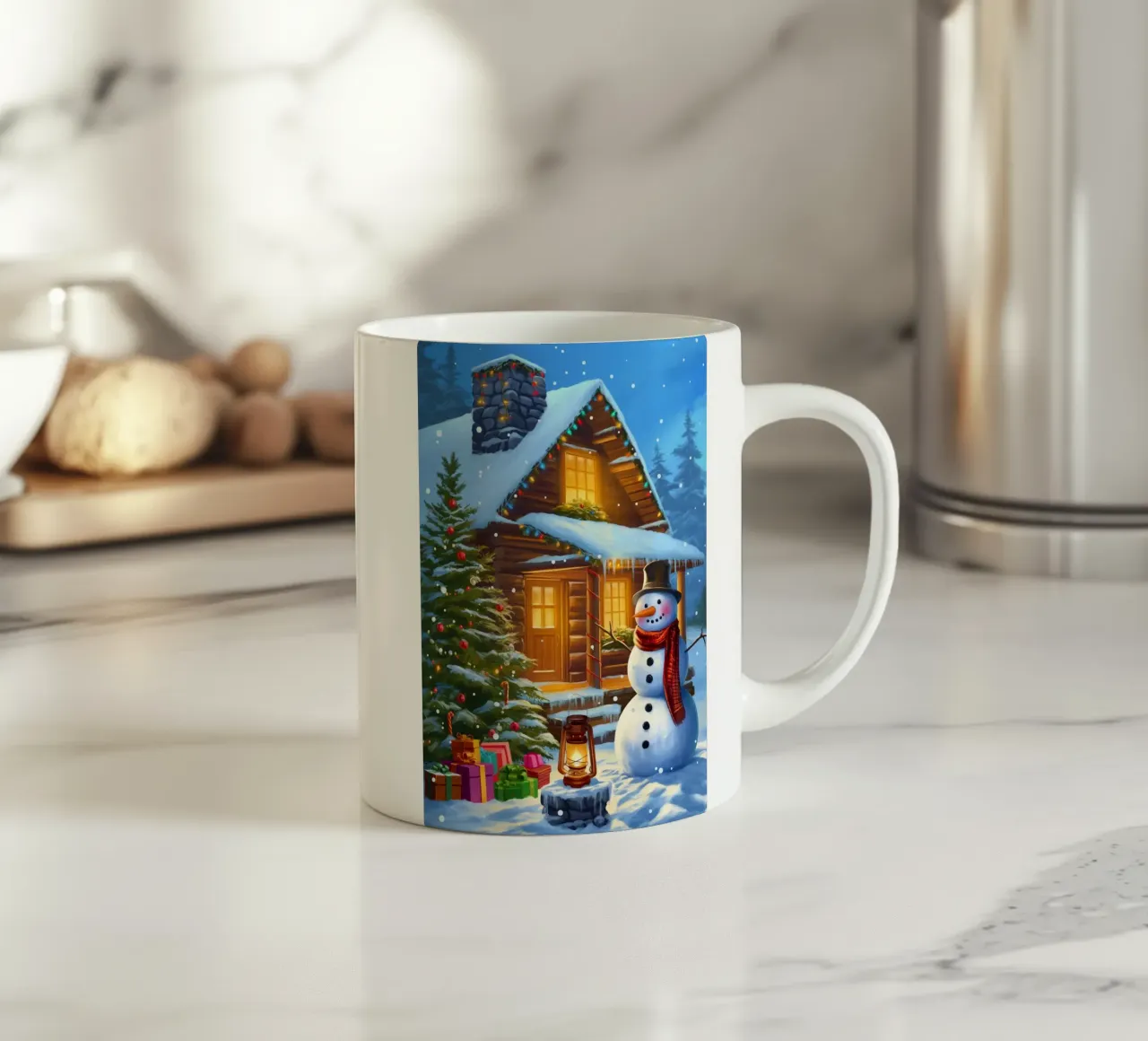 Pupazzo di neve di Natale tazza in ceramica da Fleur de Lys