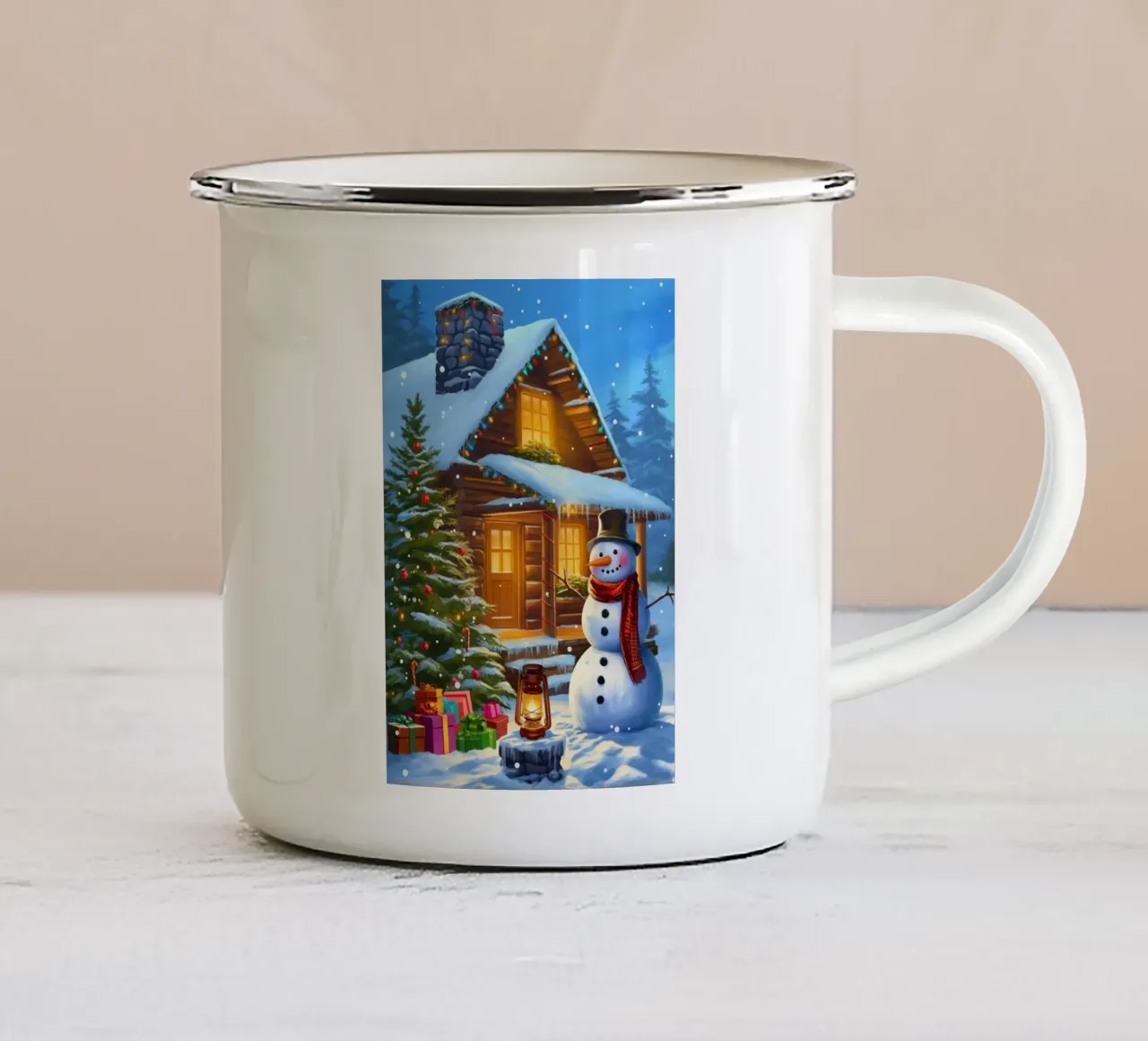 Pupazzo di neve di Natale tazza in smalto da Fleur de Lys