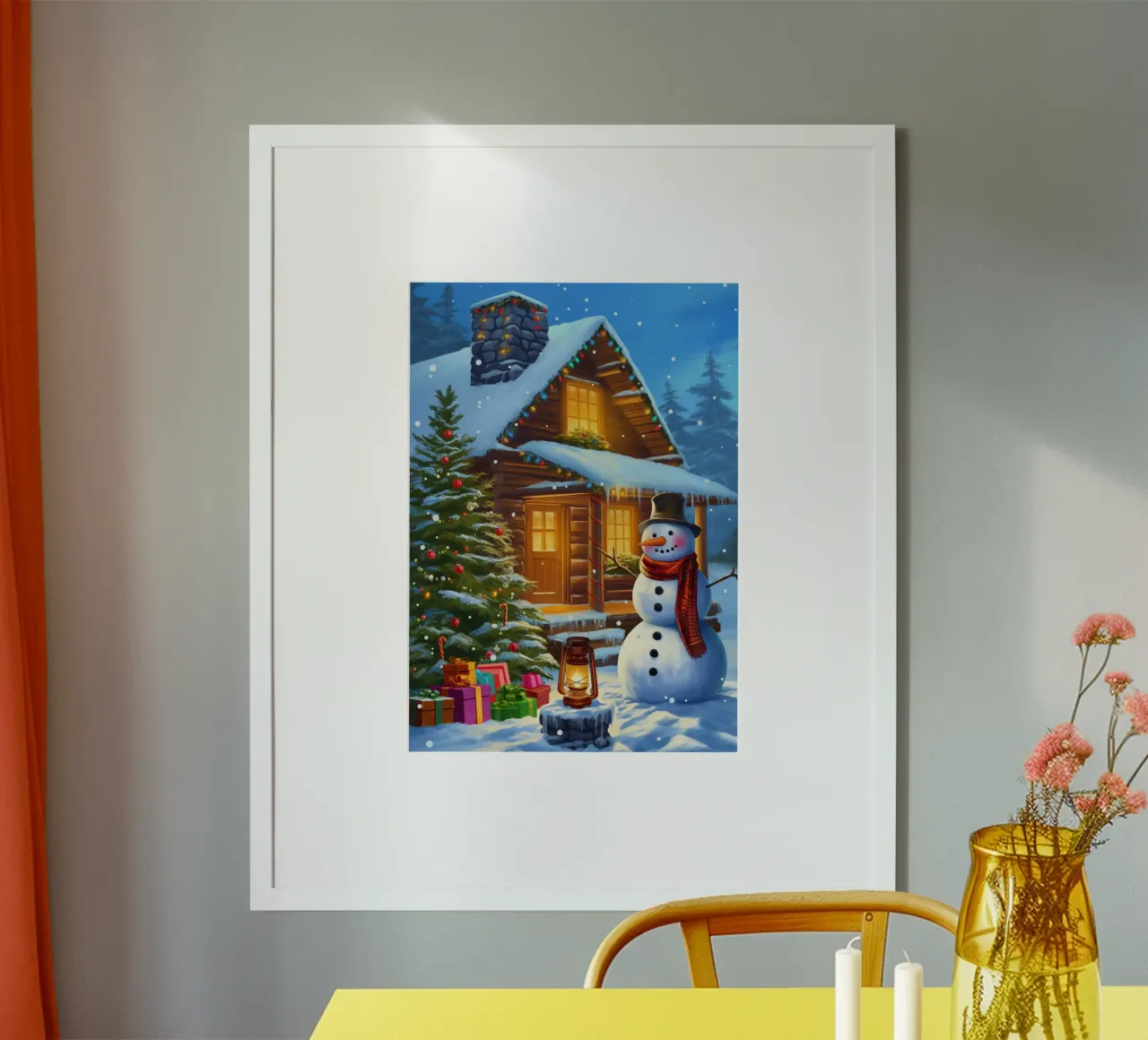 Pupazzo di neve di Natale poster con telaio in alluminio da Fleur de Lys