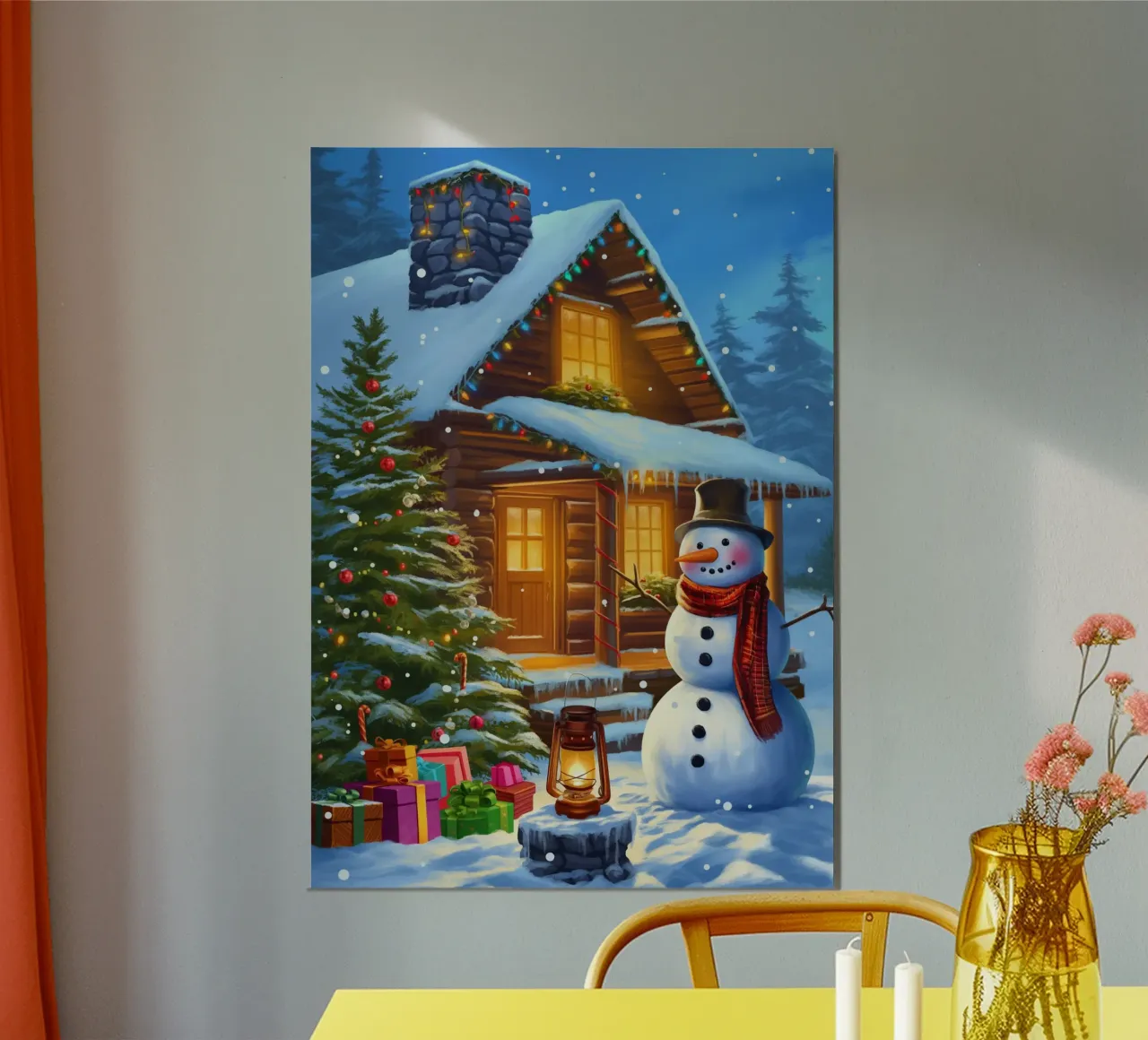 Pupazzo di neve di Natale poster con telaio in alluminio da Fleur de Lys