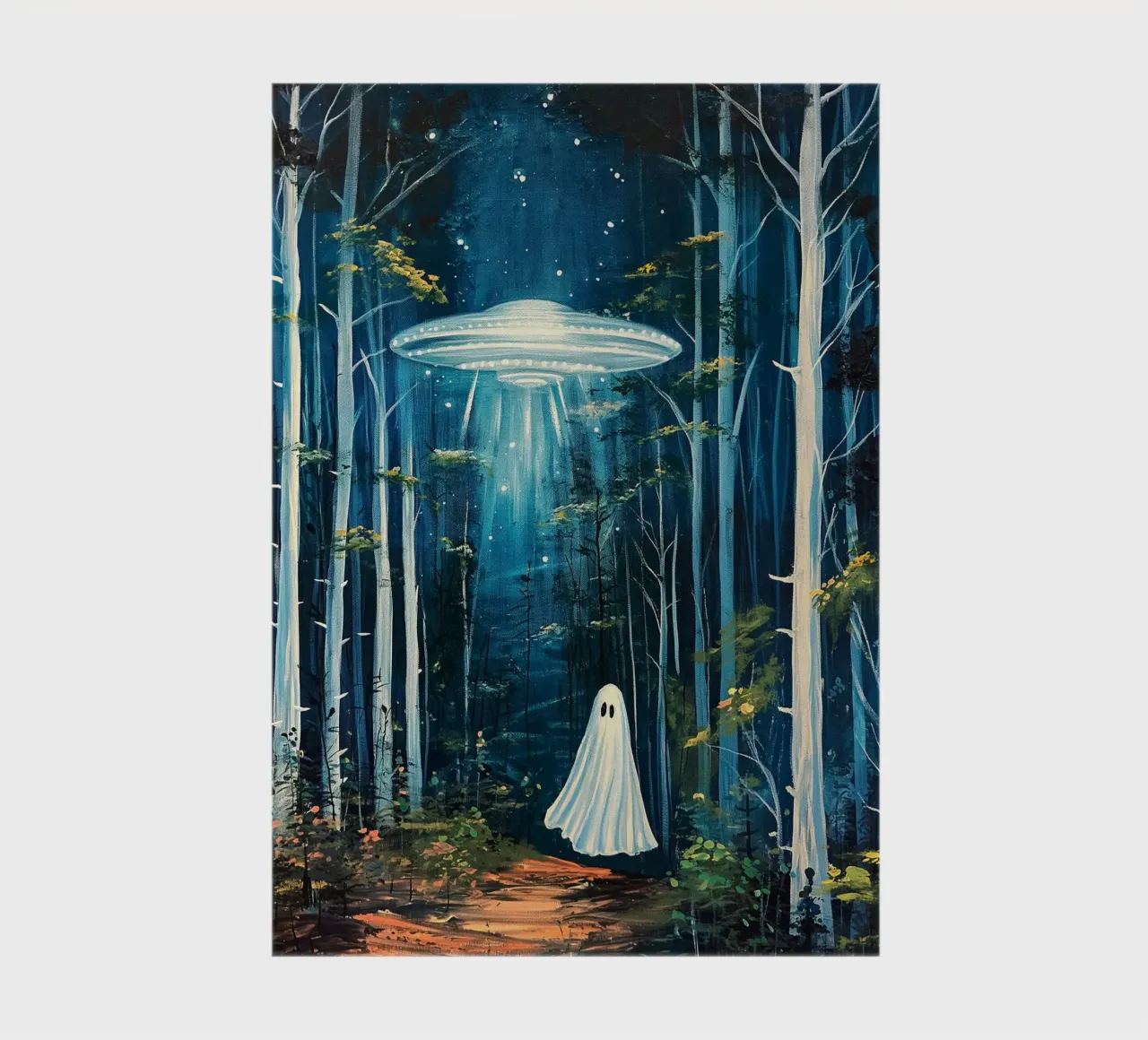 Spooky Ghost under UFO notebook by Fleur de Lys